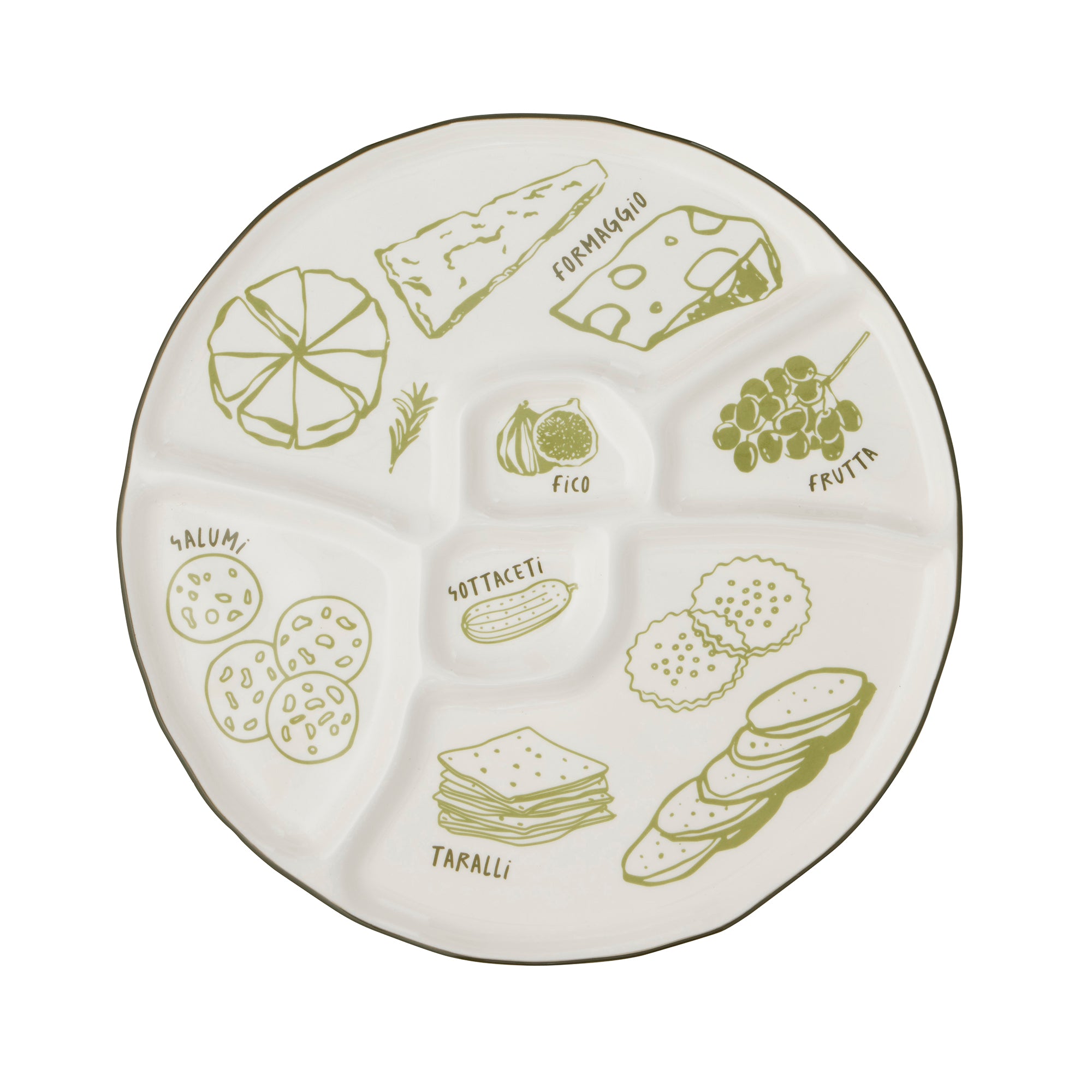 Deli Ceramic Divided Platter 35cm Green-Dining & Entertaining-Coast To Coast Home-The Bay Room