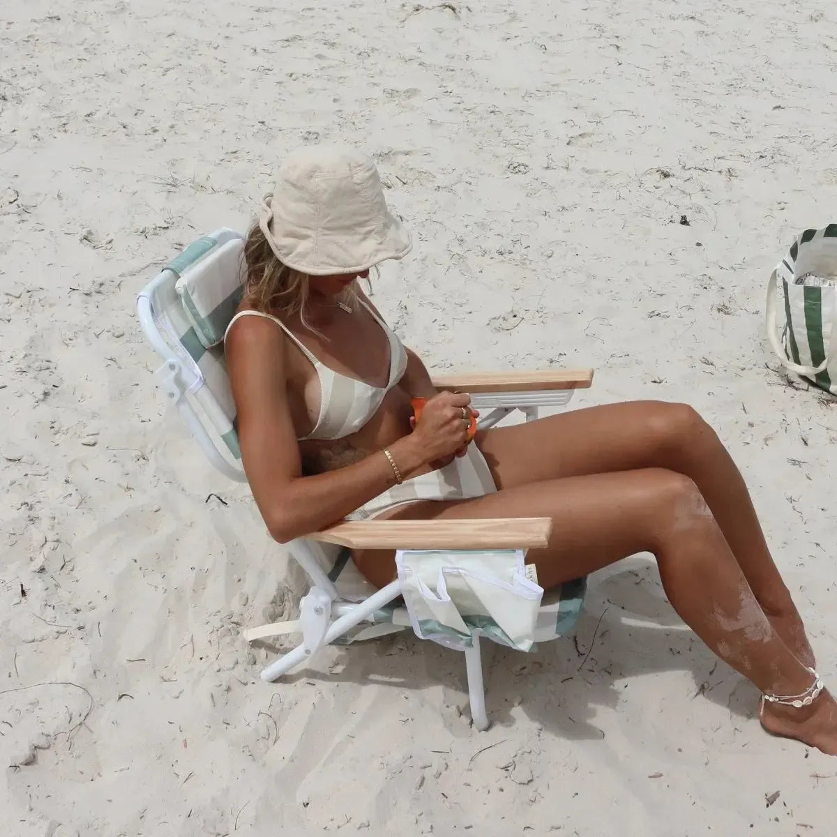 Deluxe Beach Chair Sea Sage Stripe-Travel & Outdoors-Sunny Life-The Bay Room