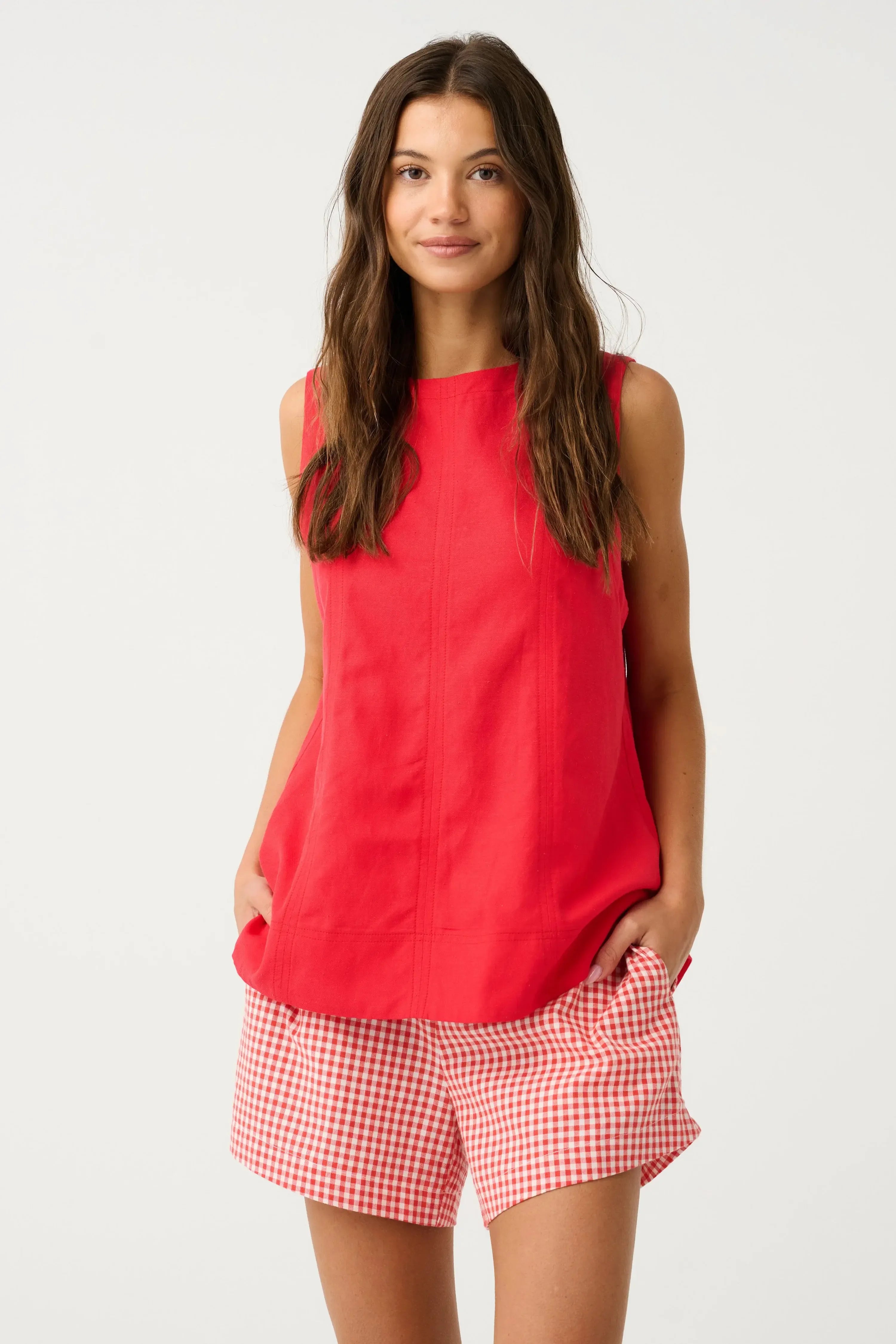 Demi Short - Mandarin Gingham-Shorts-Cartel & Willow-The Bay Room