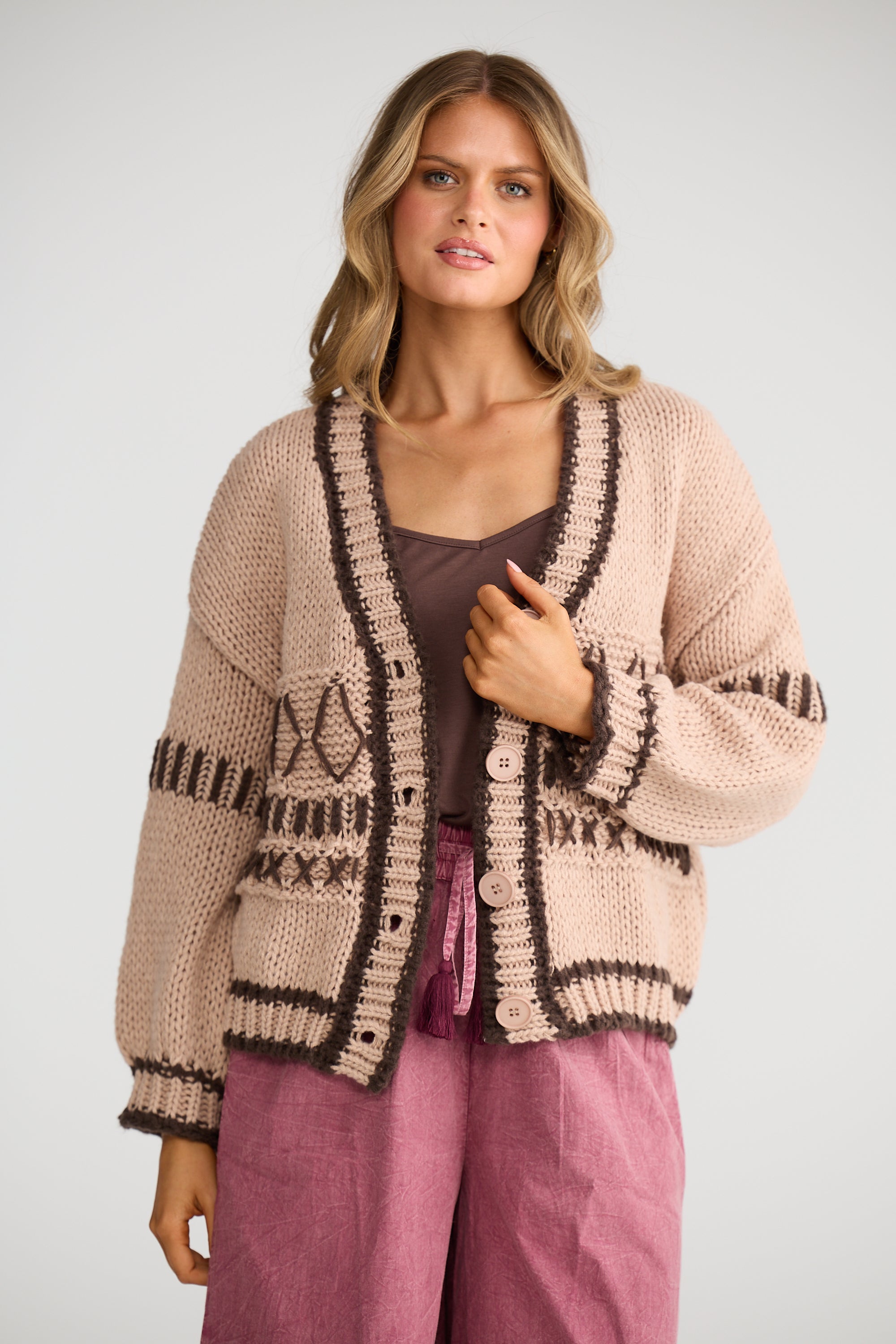 Denver Cardi - Latte-Knitwear & Jumpers-Talisman-The Bay Room