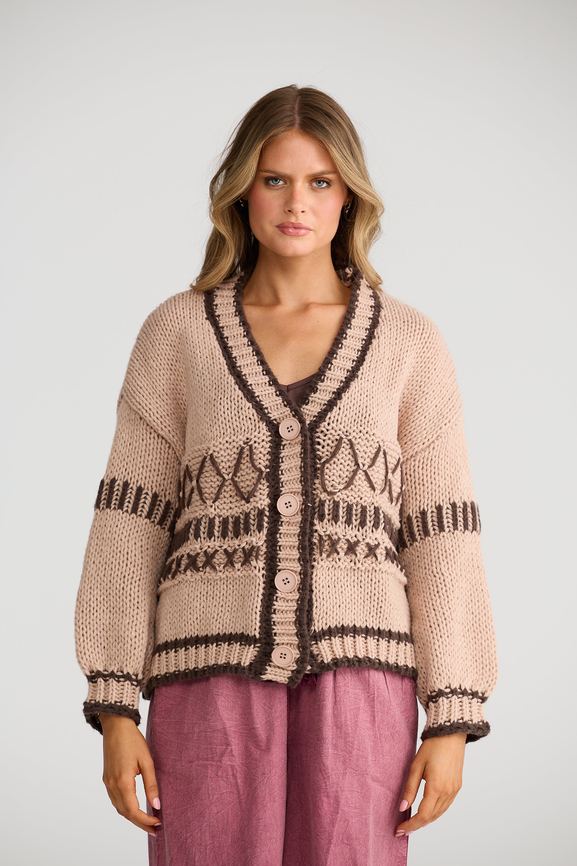 Denver Cardi - Latte-Knitwear & Jumpers-Talisman-The Bay Room