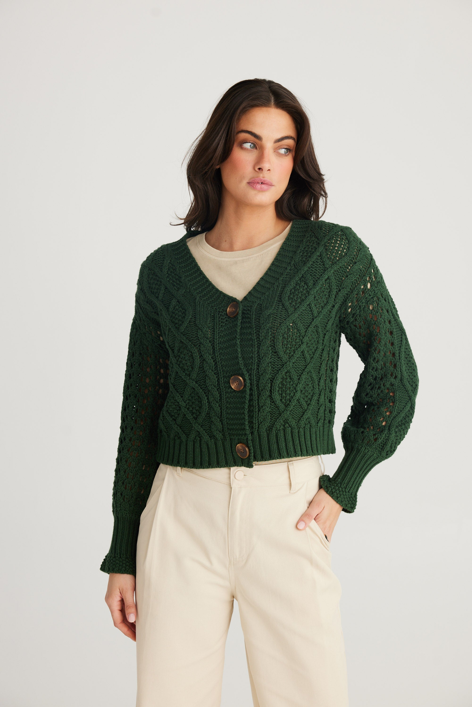 Dixie Cardi - Forest-Knitwear & Jumpers-Talisman-The Bay Room