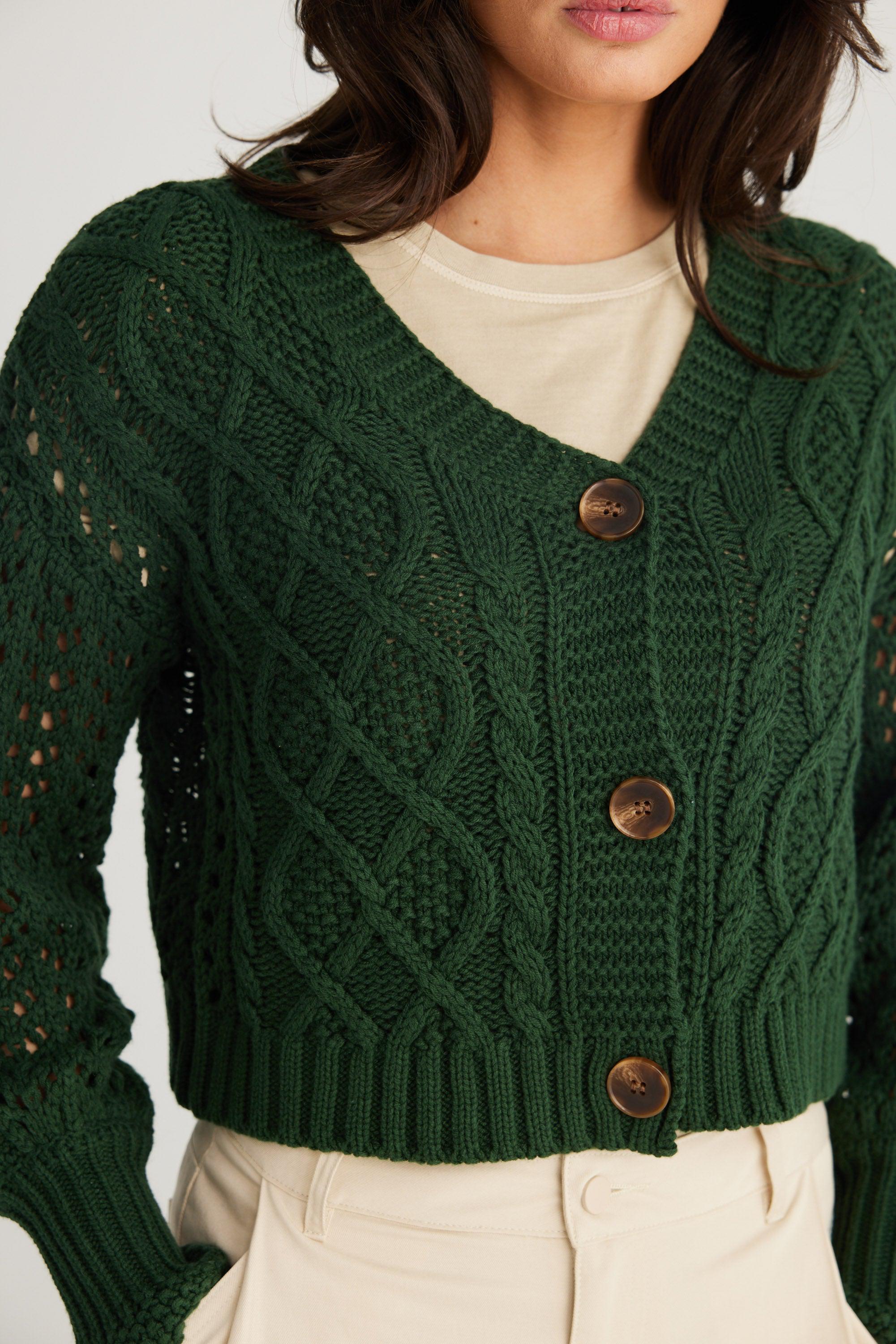 Dixie Cardi - Forest-Knitwear & Jumpers-Talisman-The Bay Room