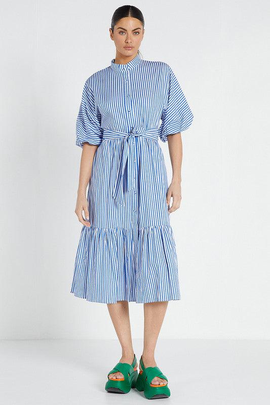 Women's Neutral Beach Striped Resort Maxi Dress | LOVESTITCH