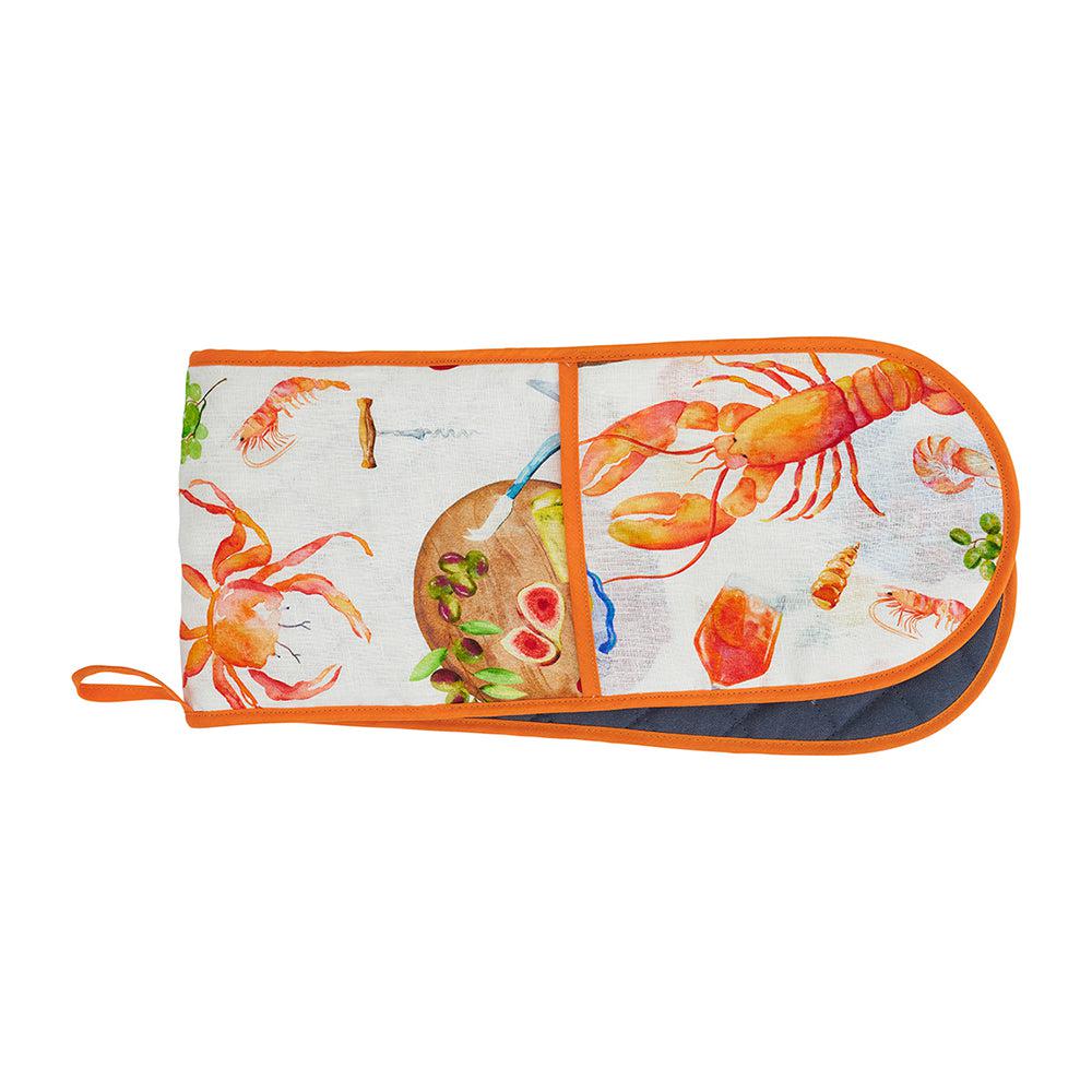 Double Oven Mitt - Linen - Seafood-Kitchenware-Annabel Trends-The Bay Room