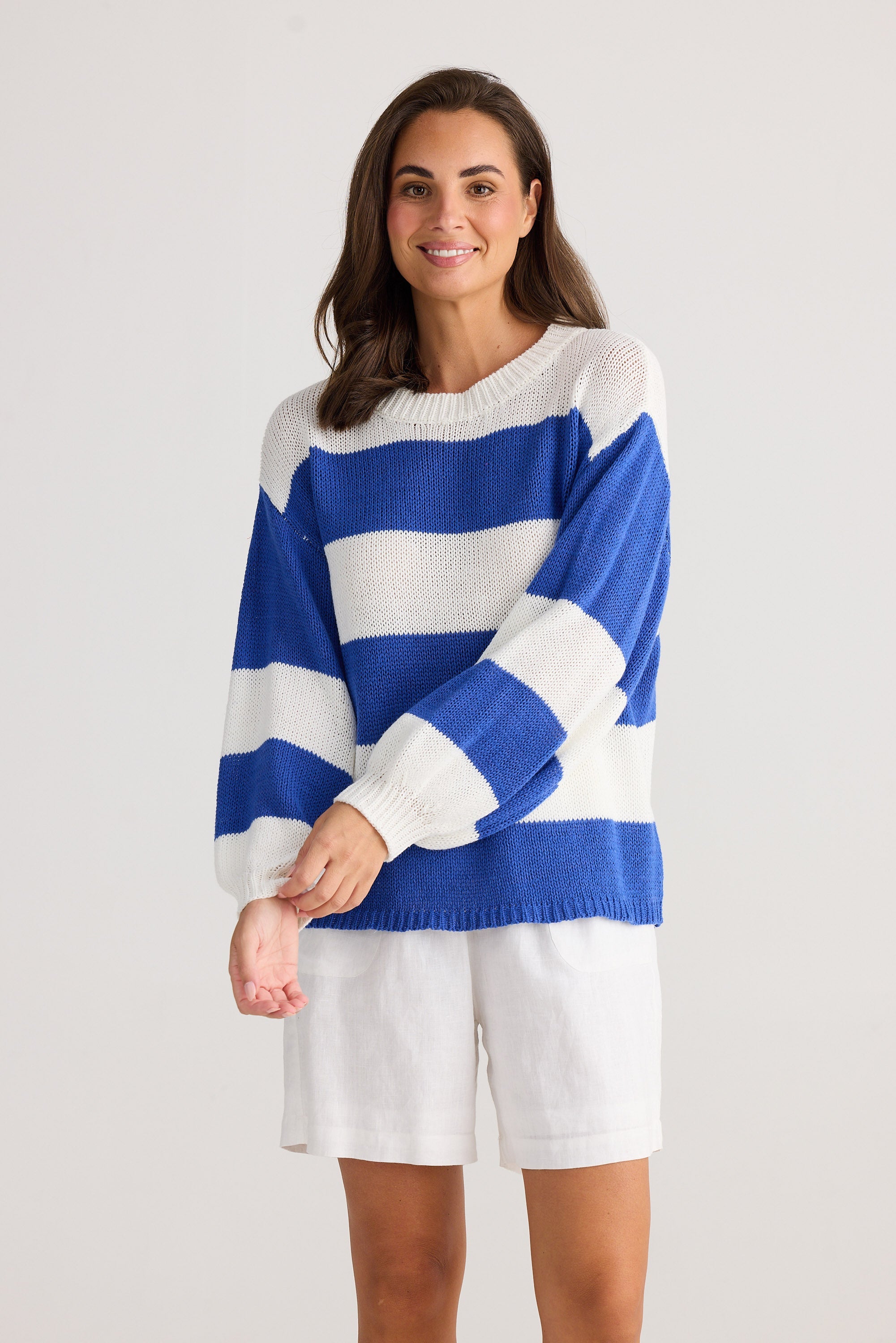 Driftwood Knit - Blue Stripe-Knitwear & Jumpers-Holiday-The Bay Room