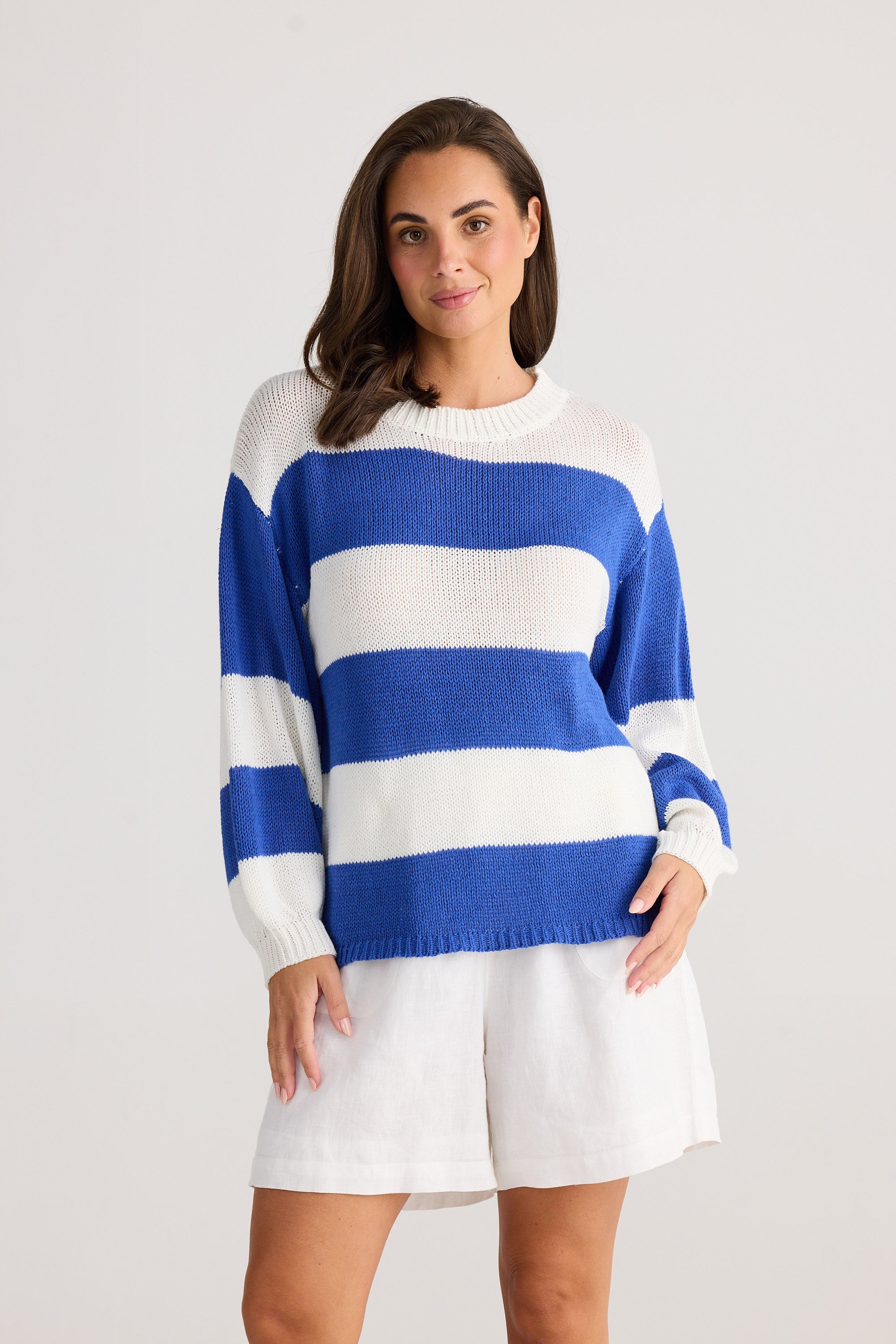 Driftwood Knit - Blue Stripe-Knitwear & Jumpers-Holiday-The Bay Room