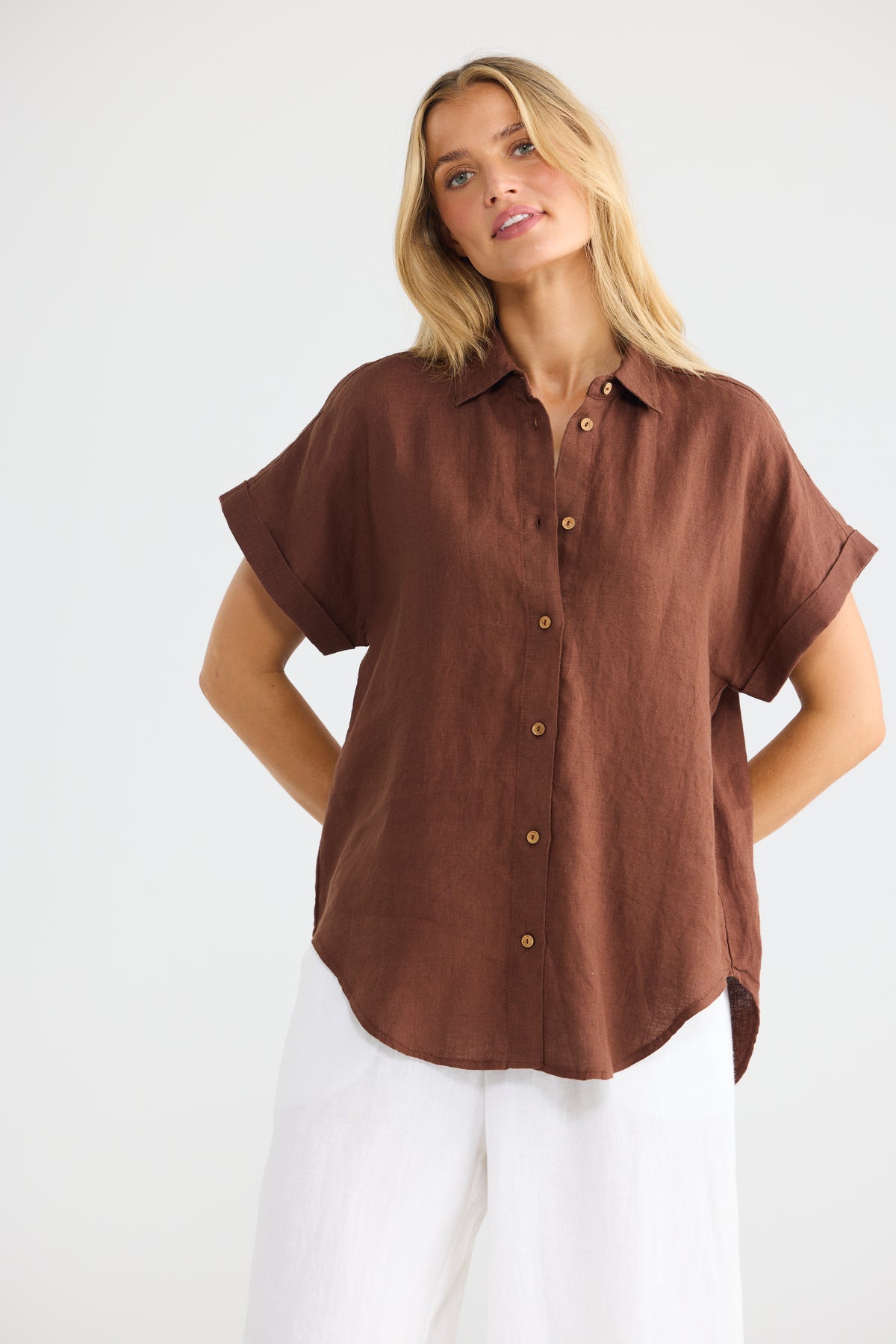 Dune Shirt - Chocolate Linen