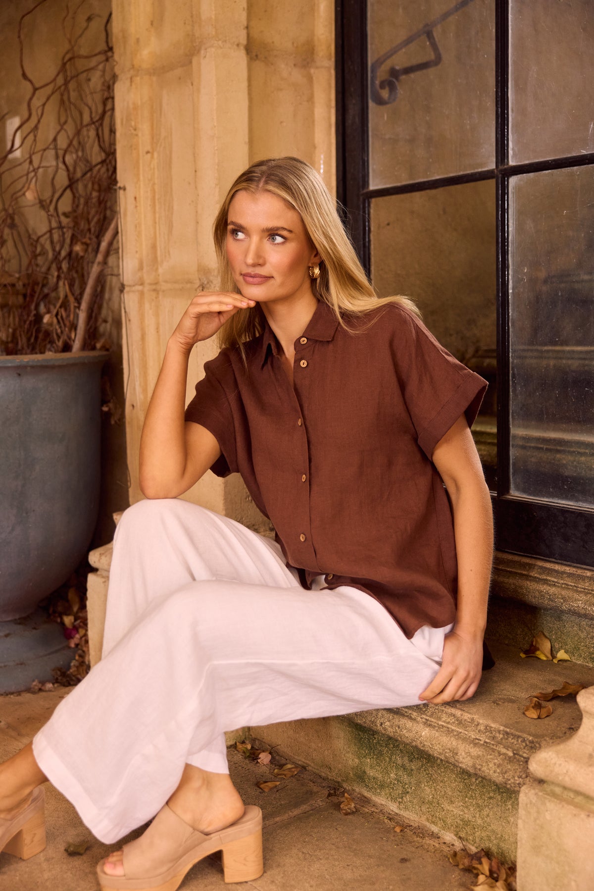 Dune Shirt - Chocolate Linen