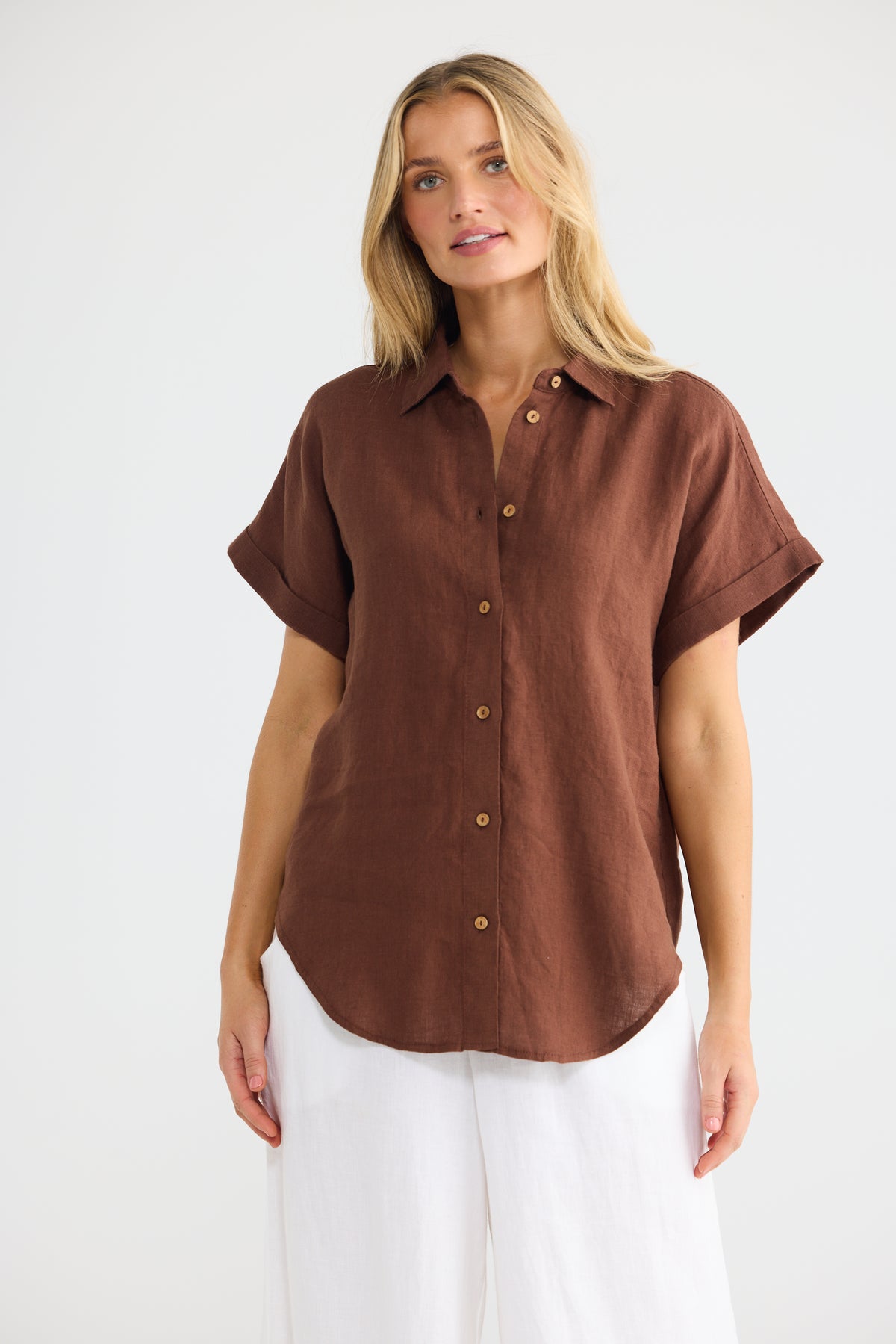 Dune Shirt - Chocolate Linen