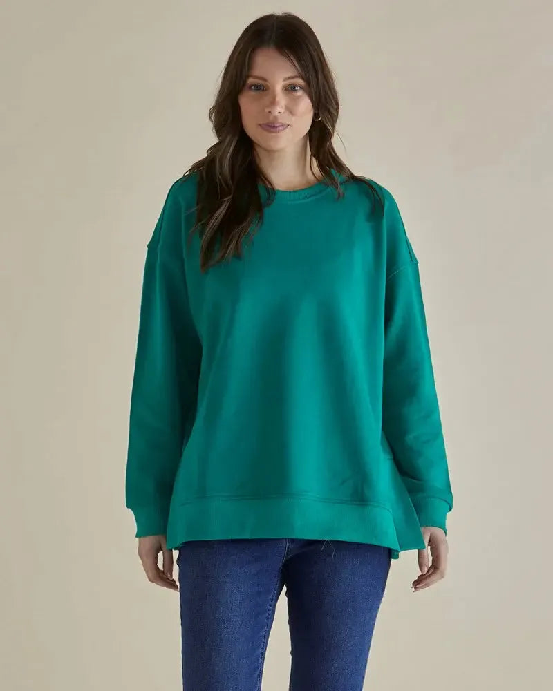 Easy Crew Sweat - Green-Knitwear & Jumpers-Betty Basics-The Bay Room