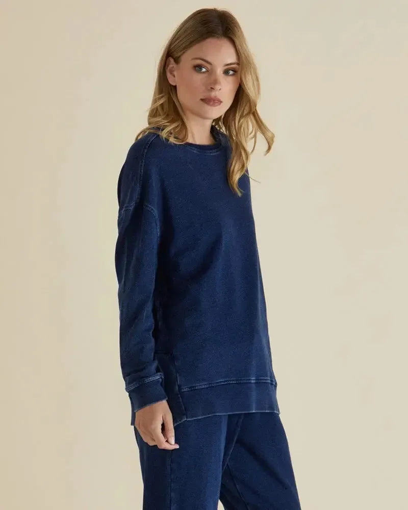 Easy Crew Sweat - Indigo Wash-Knitwear & Jumpers-Betty Basics-The Bay Room