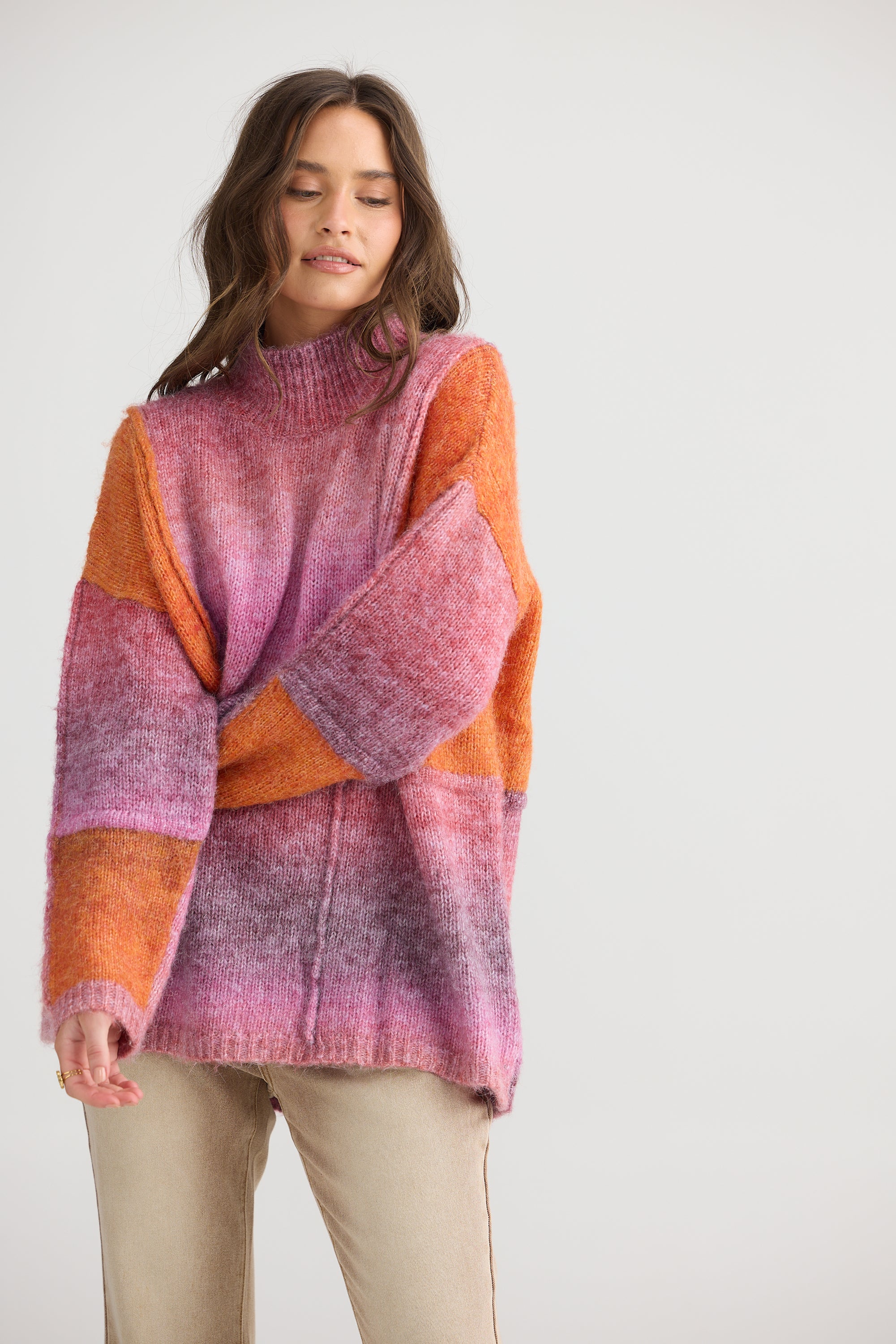 Eclipse Knit - Pink/Orange-Knitwear & Jumpers-Talisman-The Bay Room