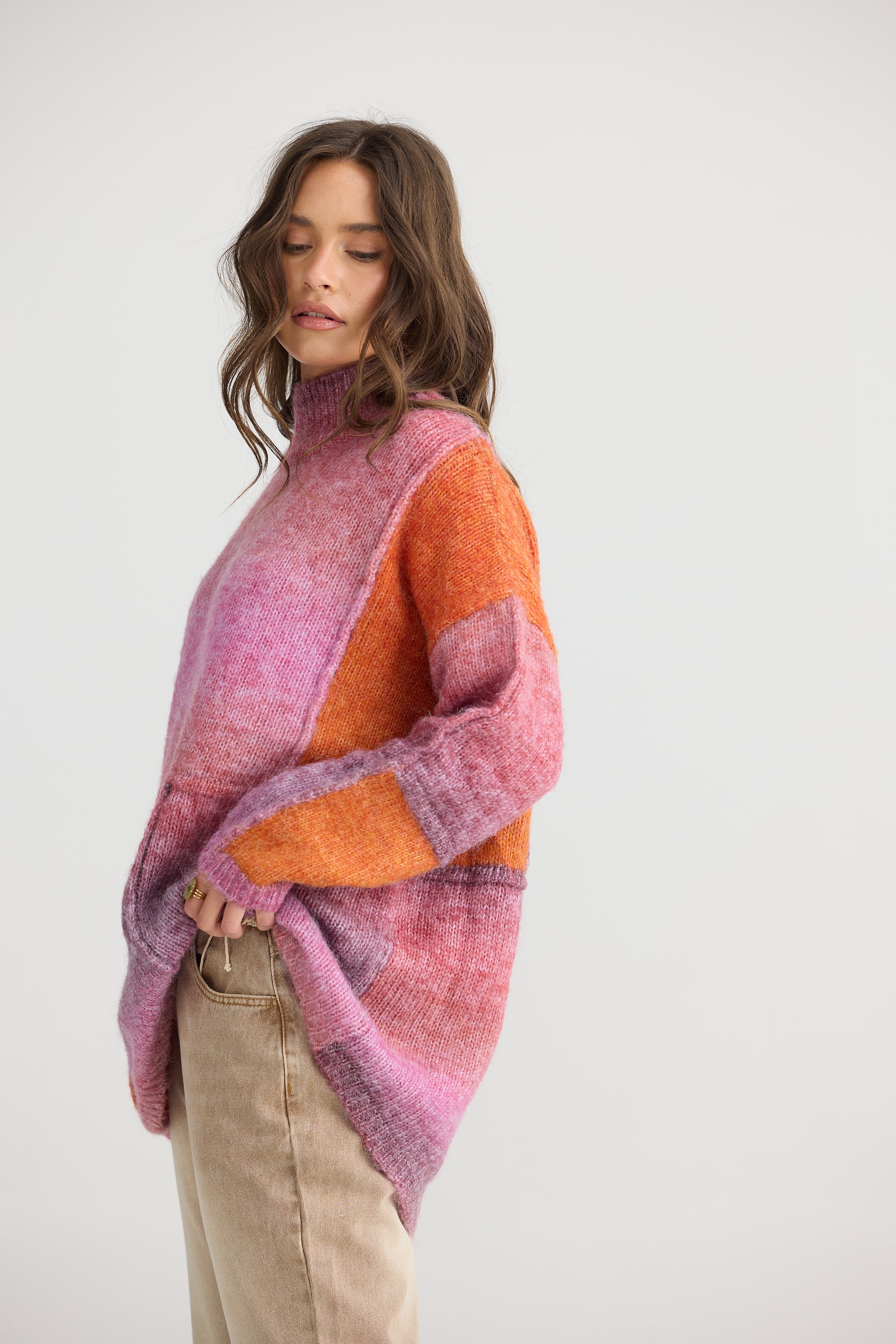 Eclipse Knit - Pink/Orange-Knitwear & Jumpers-Talisman-The Bay Room