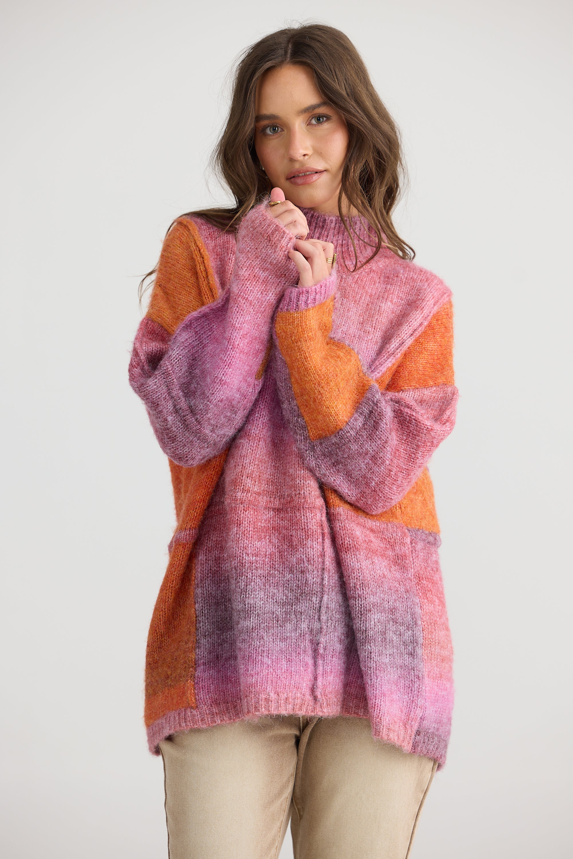 Eclipse Knit - Pink/Orange-Knitwear & Jumpers-Talisman-The Bay Room