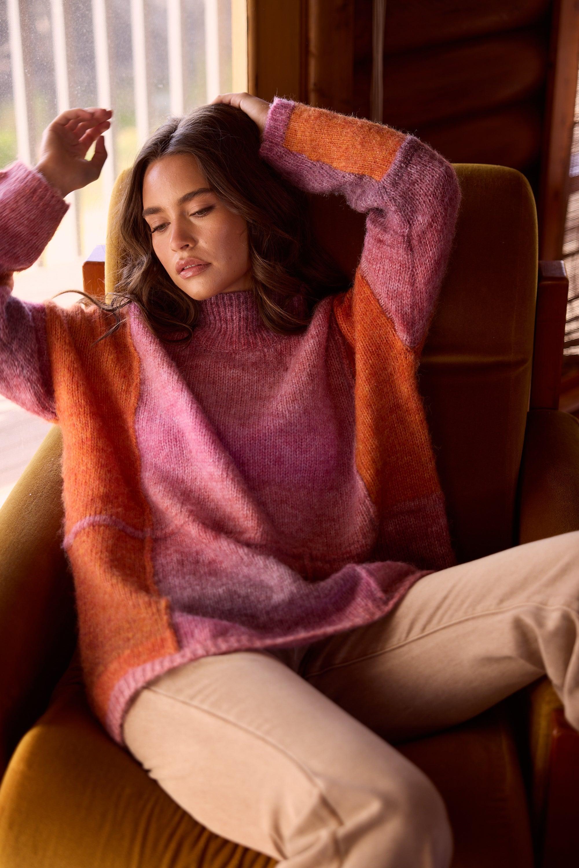 Eclipse Knit - Pink/Orange-Knitwear & Jumpers-Talisman-The Bay Room