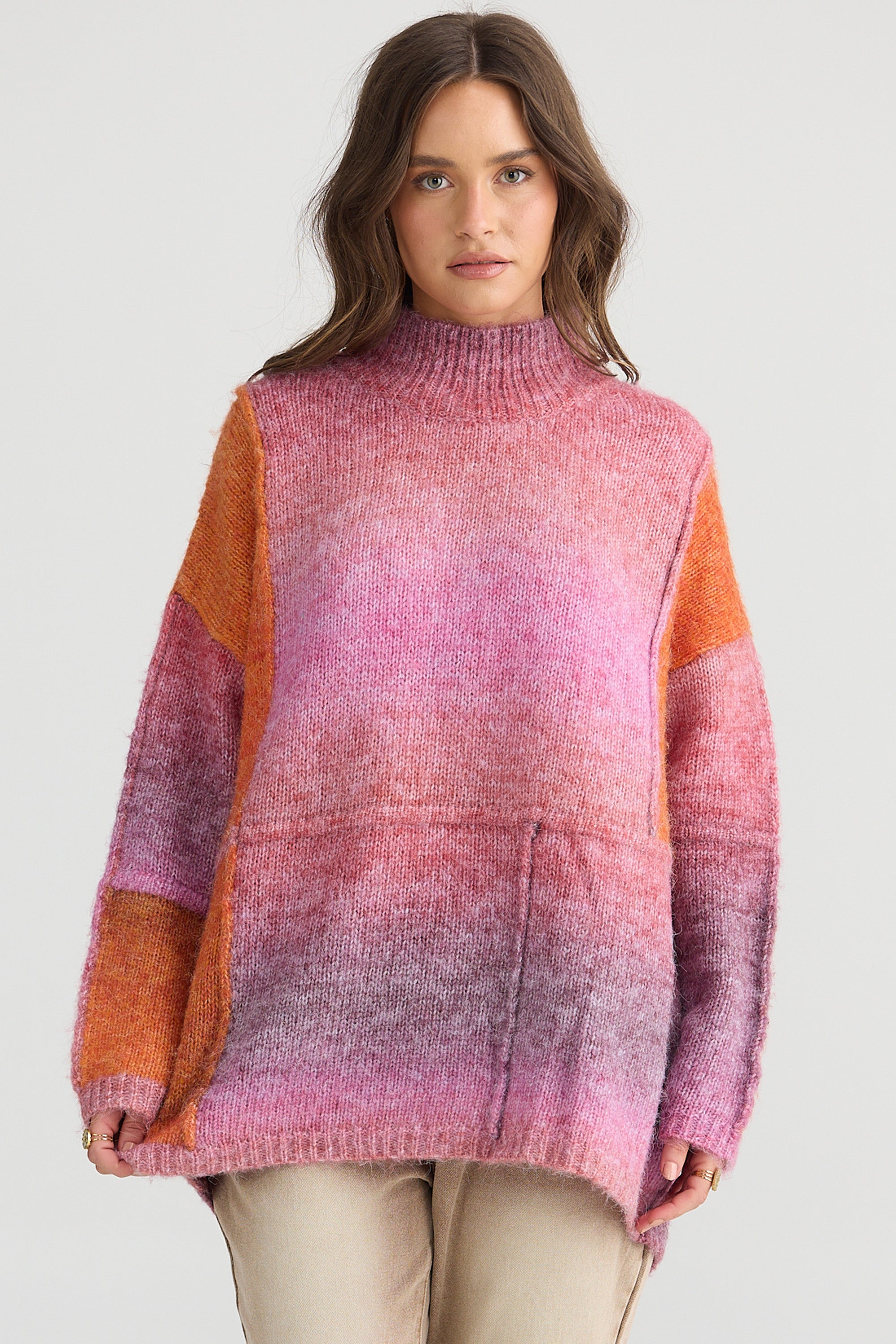 Eclipse Knit - Pink/Orange-Knitwear & Jumpers-Talisman-The Bay Room