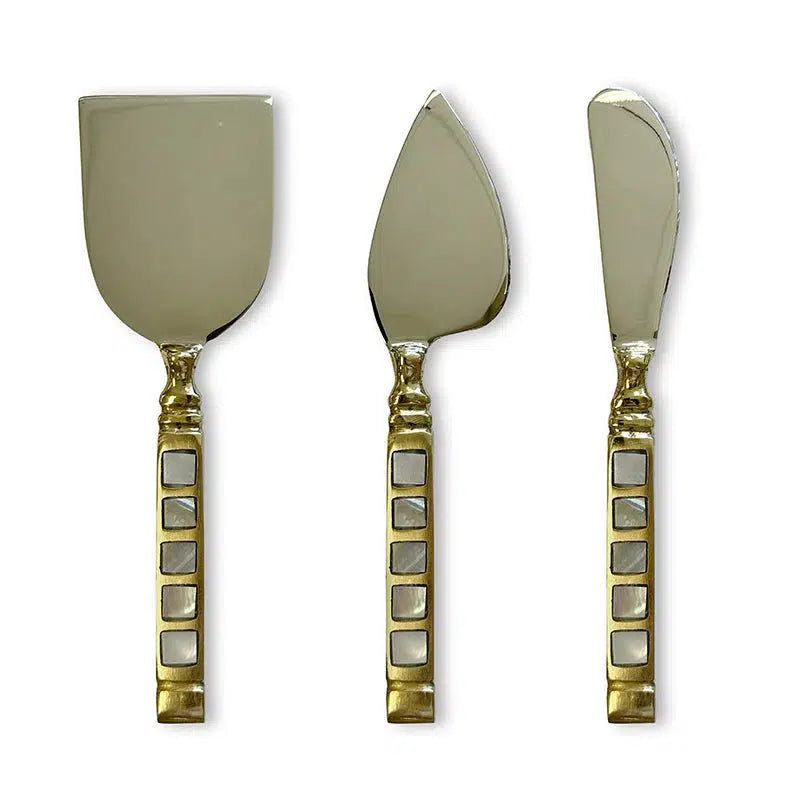 Eden Brass/Pearl Cheese Knife Set of 3-Dining & Entertaining-Madras Link-The Bay Room