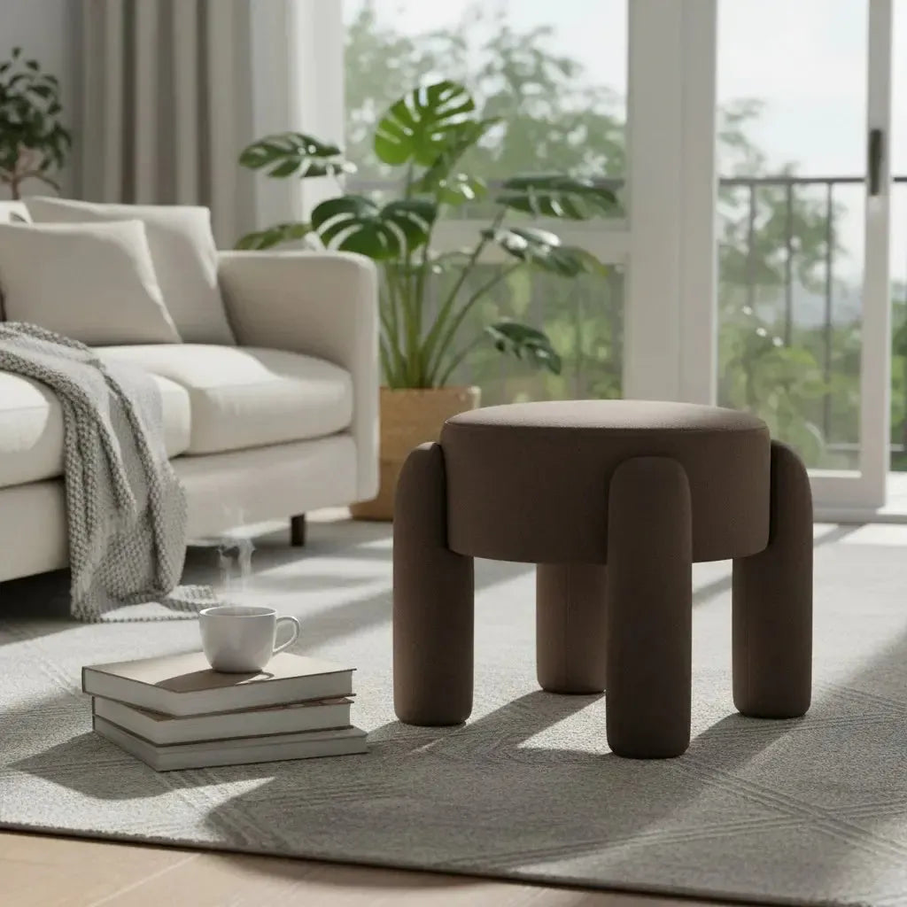 Eden Velvet Stool 48x48x40cm Rich Cocoa-Furniture-J.elliot-The Bay Room