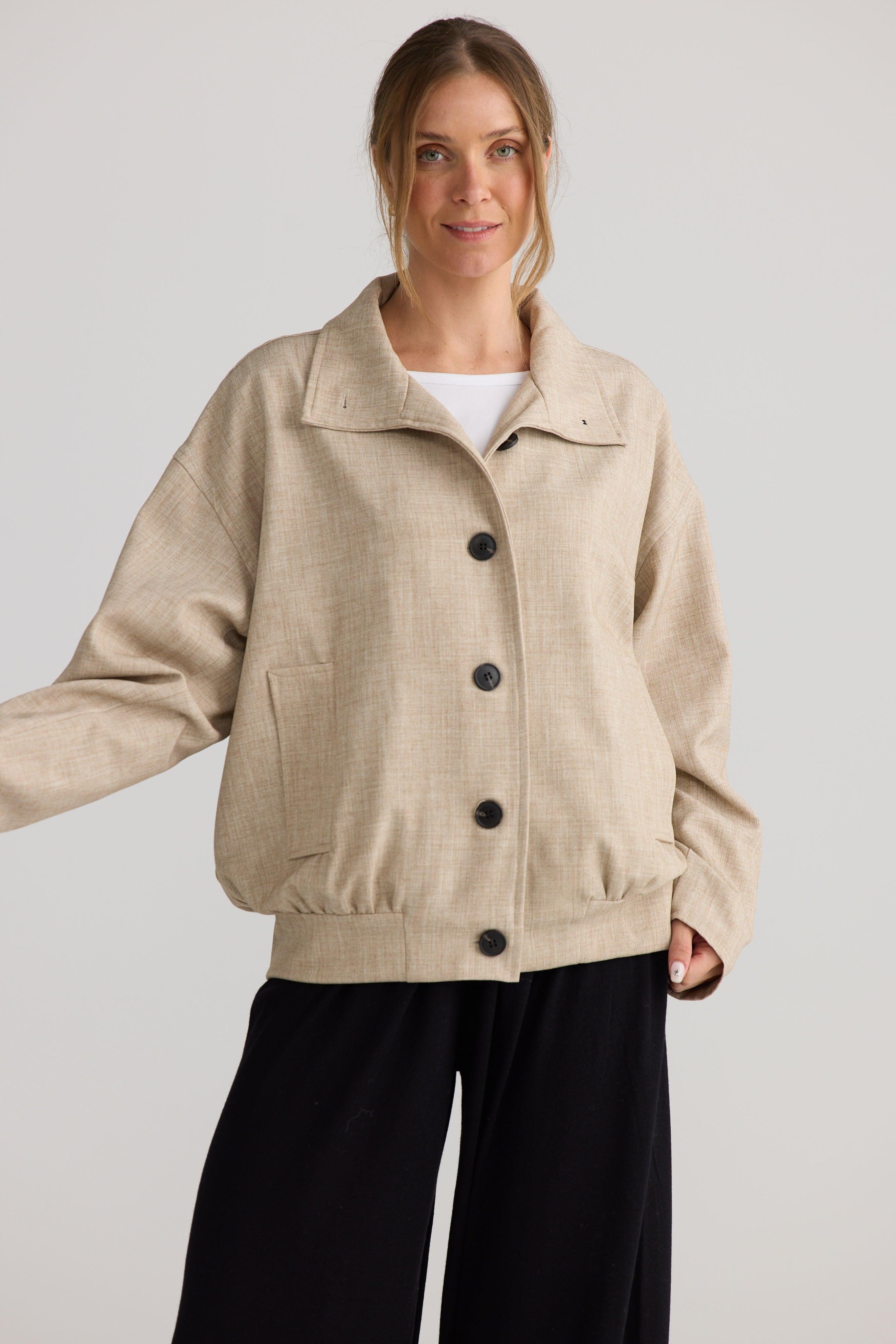 Edie Jacket - Stone-Jackets, Coats & Vests-Home Love-The Bay Room