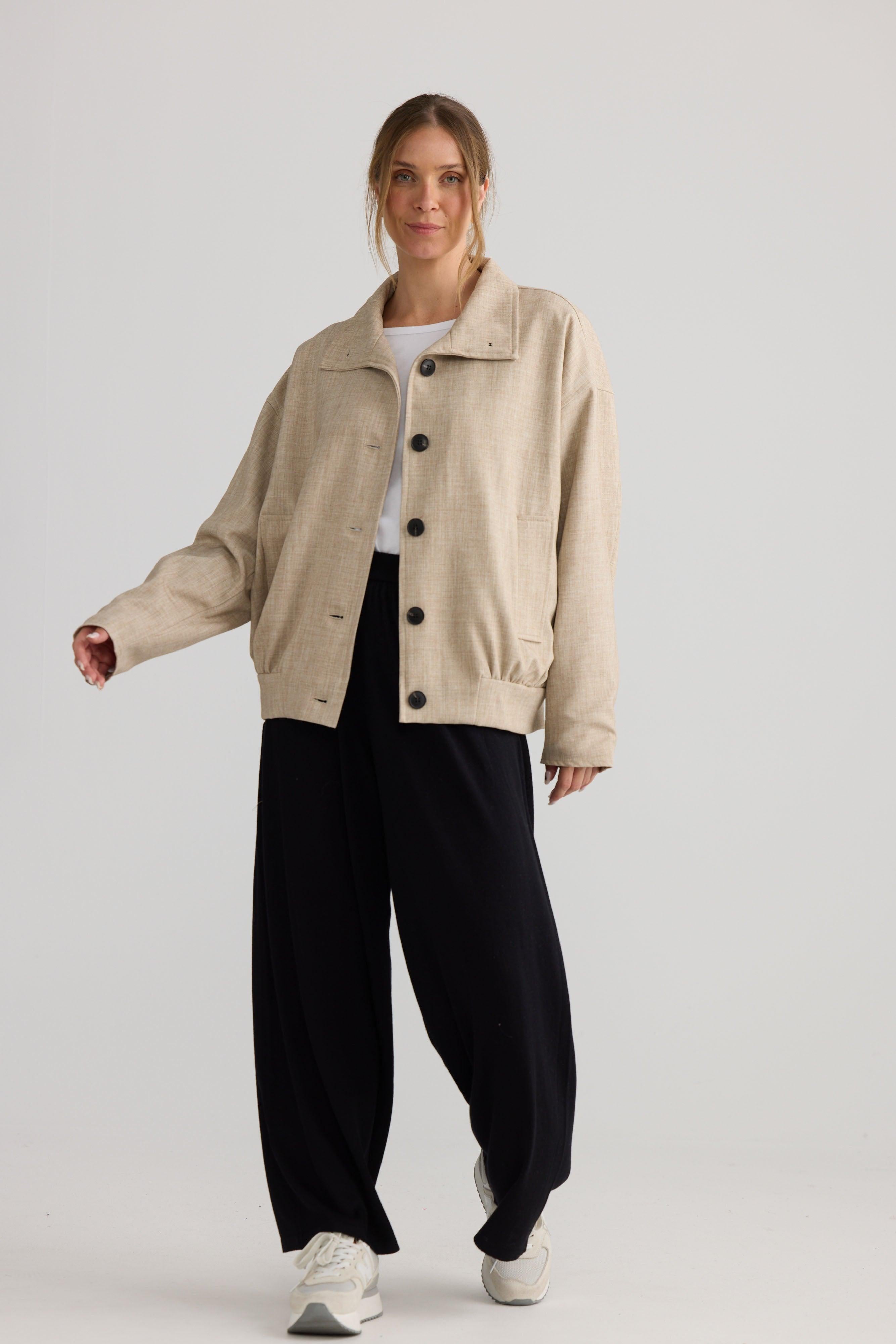 Edie Jacket - Stone-Jackets, Coats & Vests-Home Love-The Bay Room