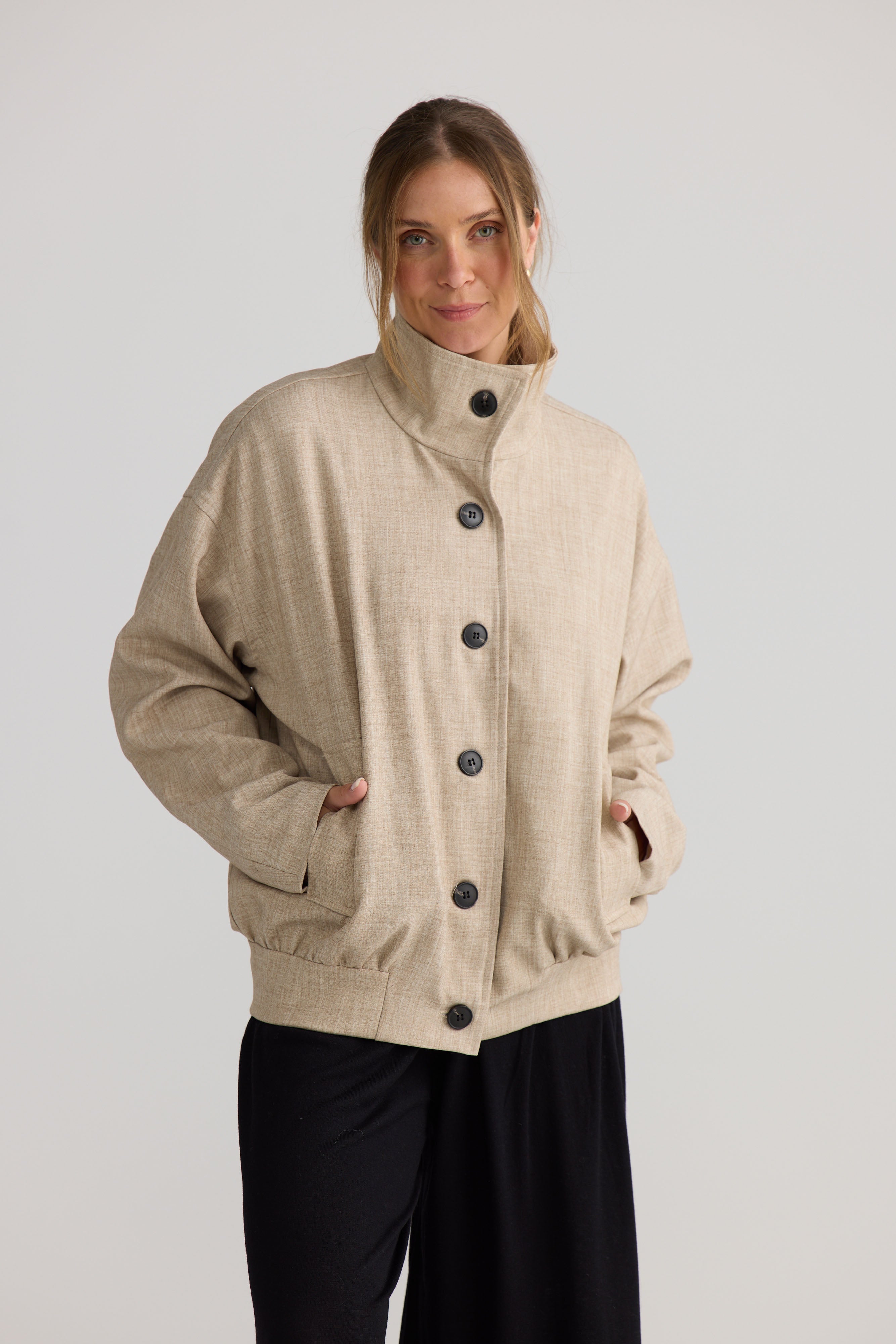 Edie Jacket - Stone-Jackets, Coats & Vests-Home Love-The Bay Room