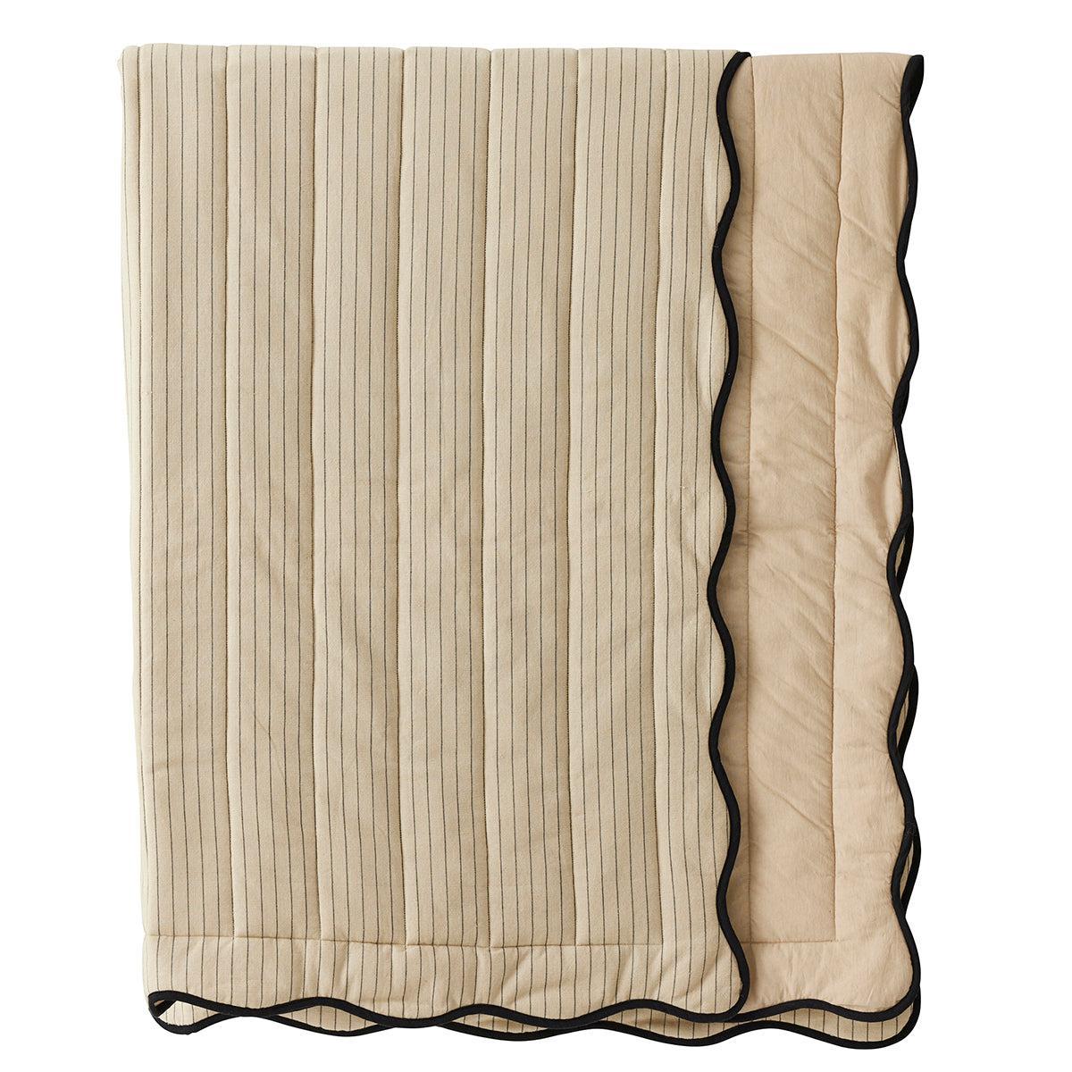 Eileen Cotton Throw 130x180cm Taupe/Black-Soft Furnishings-Coast To Coast Home-The Bay Room