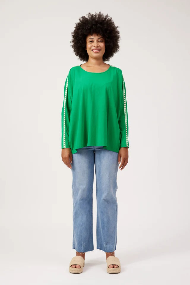 Elba Heart Long Sleeve Tshirt - Green-Tops-Haven-The Bay Room