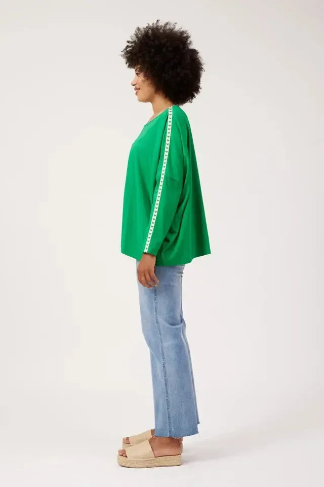 Elba Heart Long Sleeve Tshirt - Green-Tops-Haven-The Bay Room