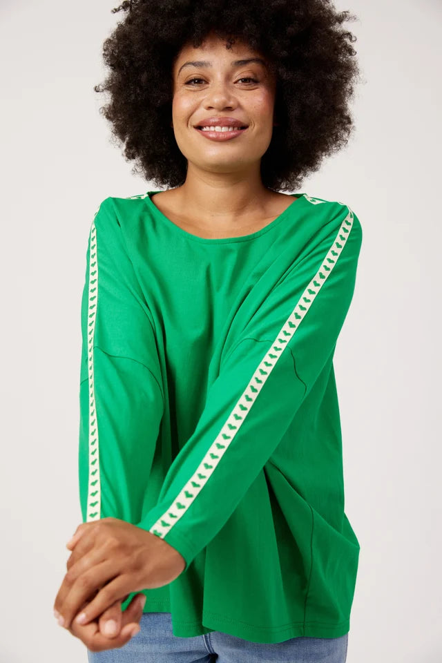 Elba Heart Long Sleeve Tshirt - Green-Tops-Haven-The Bay Room