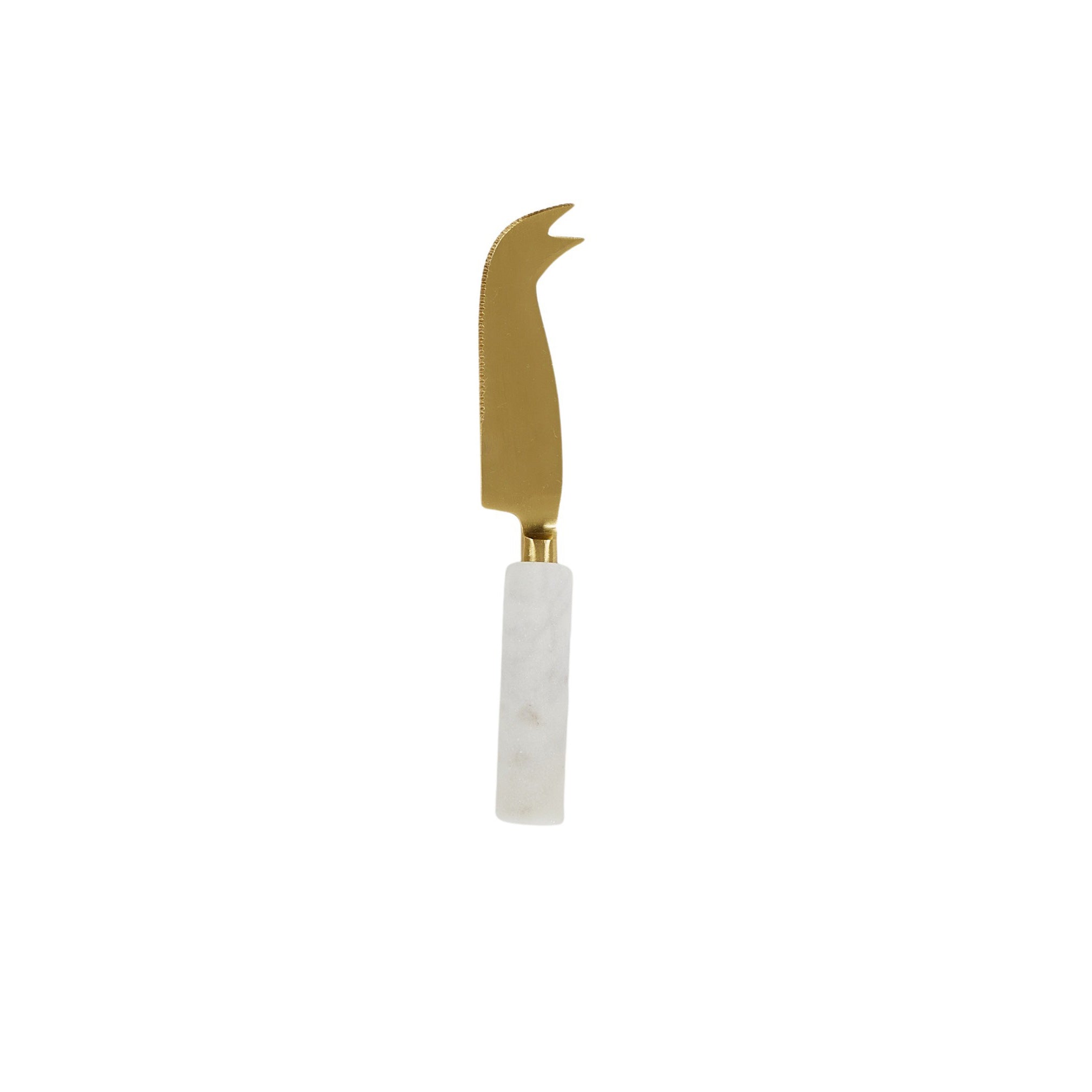 Eli Marble Cheese Knife 15cm White/Gold-Dining & Entertaining-Coast To Coast Home-The Bay Room