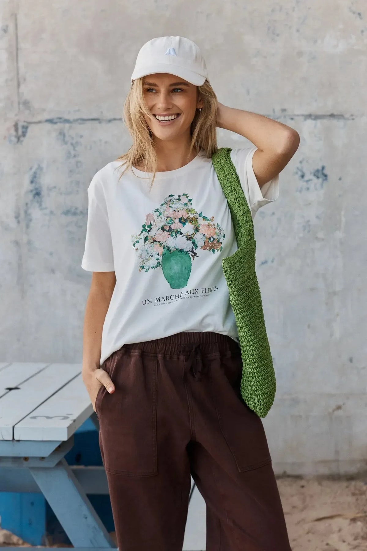 Ellia Crew Tee - Flower Print-Tops-Betty Basics-The Bay Room