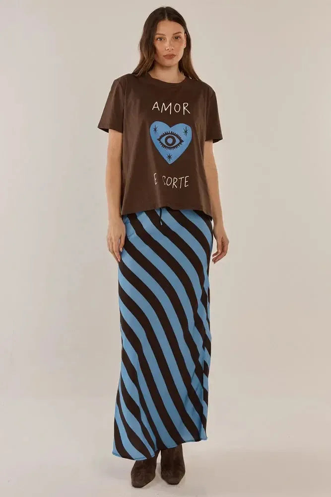 Ellia Crew Tee - Love and Luck Print-Tops-Betty Basics-The Bay Room