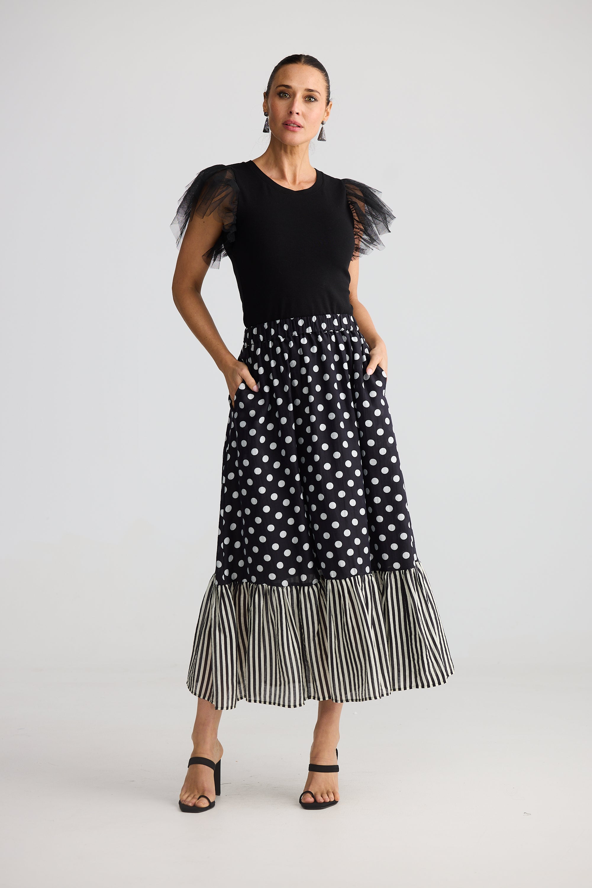 Ellody Midi Skirt - Spot Stripe-Skirts-Brave & True-The Bay Room