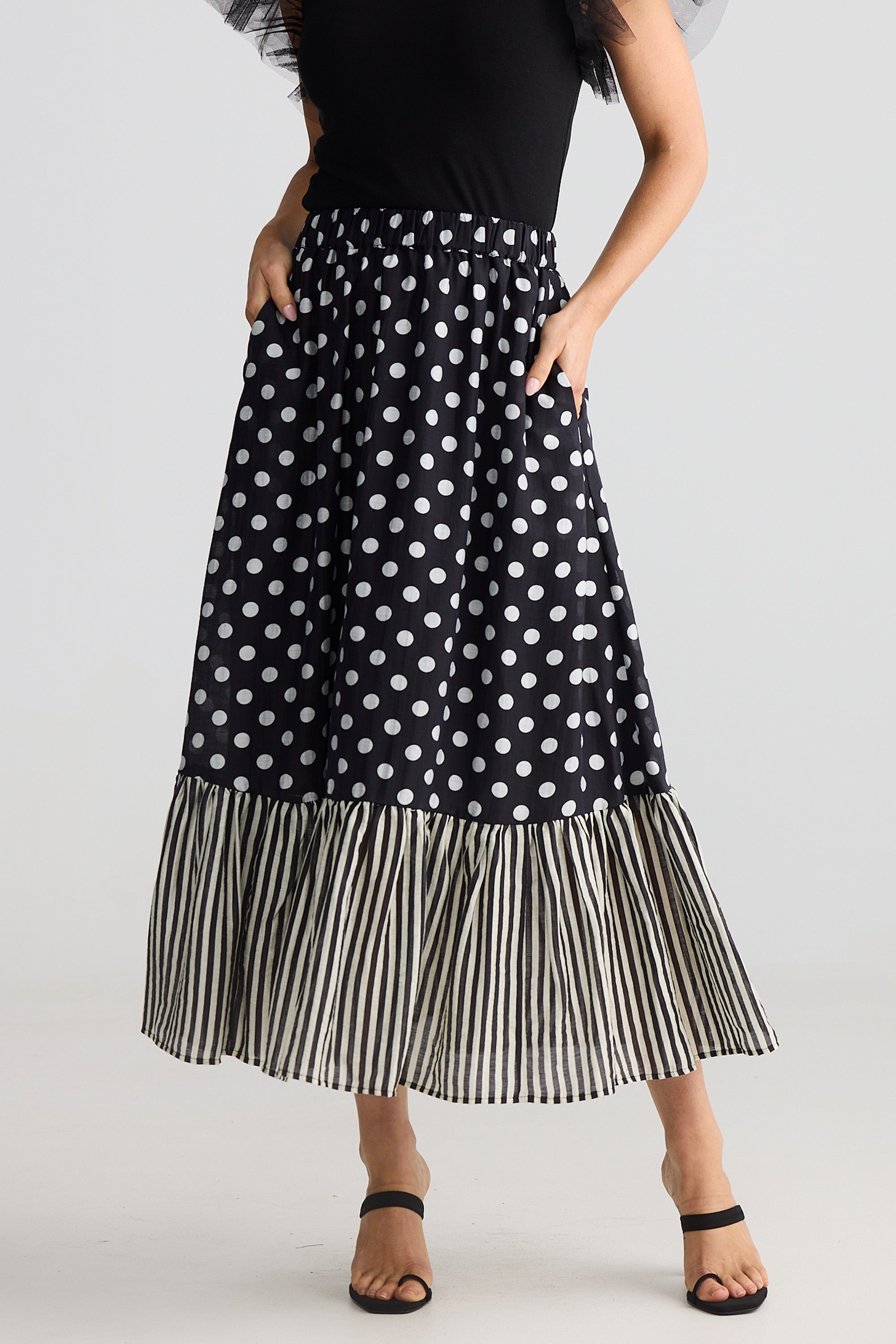 Ellody Midi Skirt - Spot Stripe-Skirts-Brave & True-The Bay Room