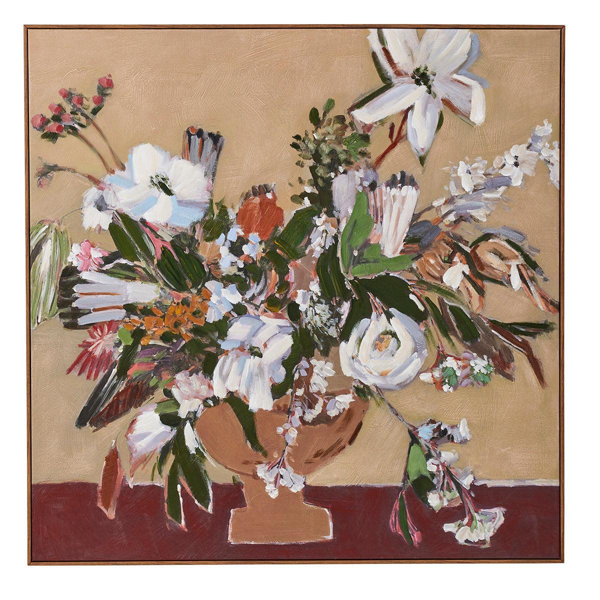 Elsie Teak Frame Oil Painting 100x100cm-Wall Decor-Coast To Coast Home-The Bay Room