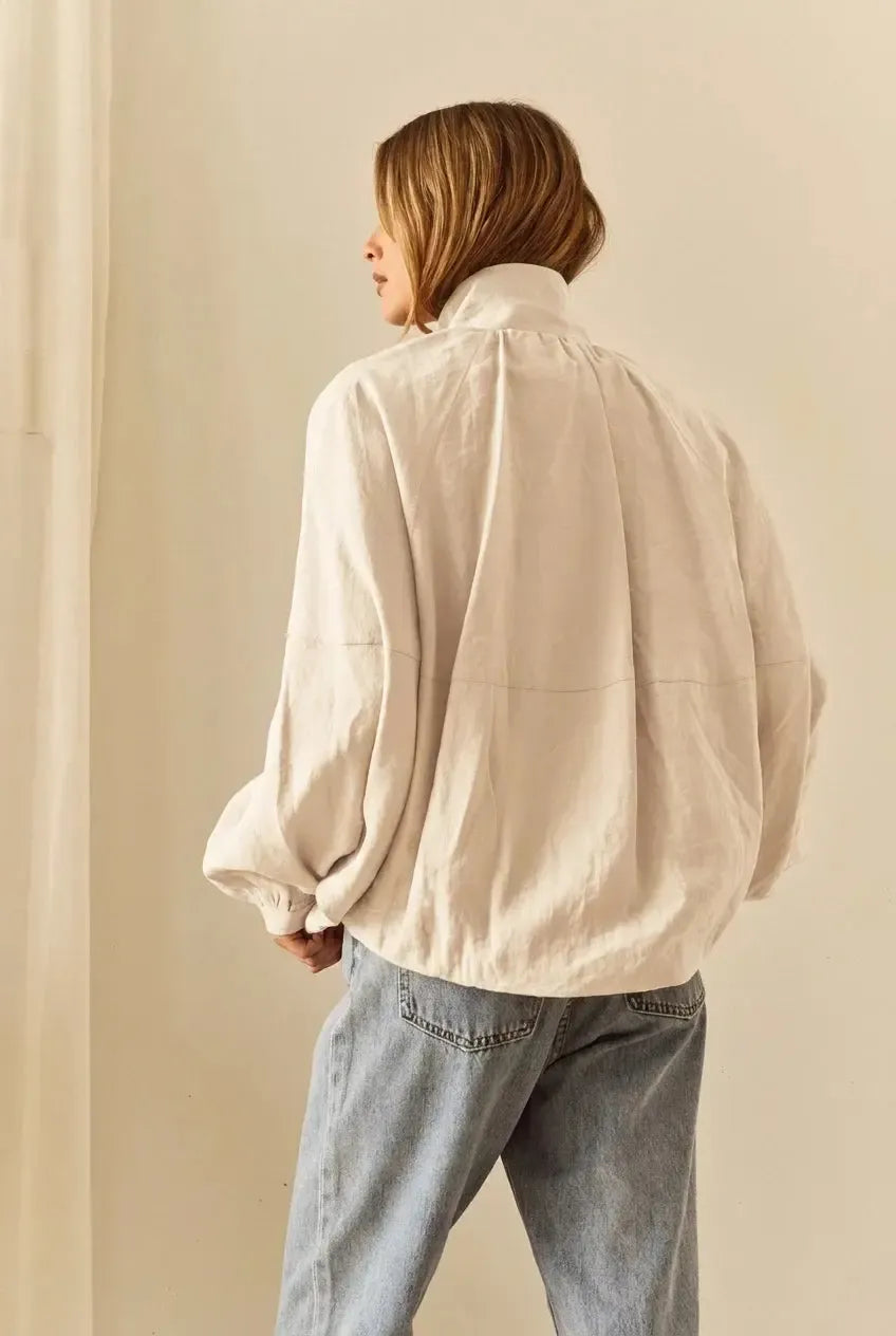 Emma Batwing Bomber - Cream-Jackets, Coats & Vests-SASS-The Bay Room
