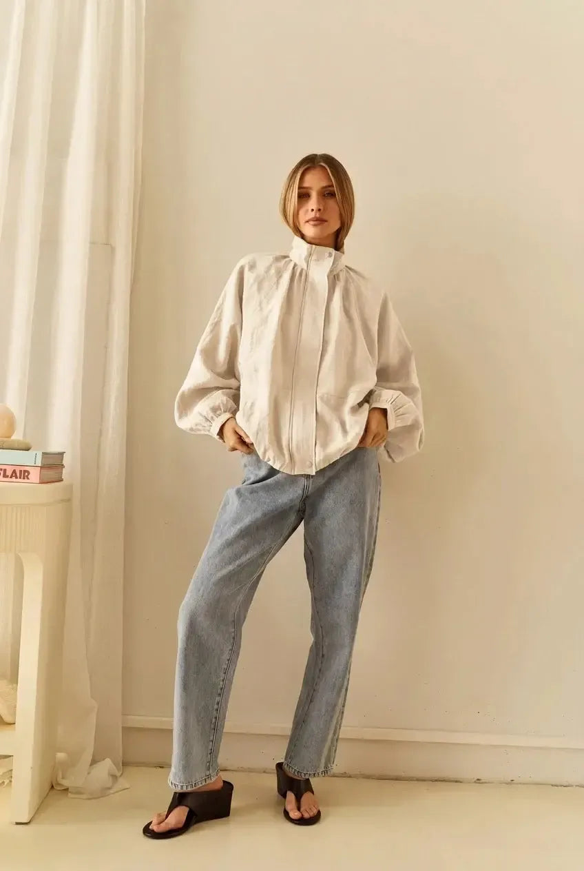Emma Batwing Bomber - Cream-Jackets, Coats & Vests-SASS-The Bay Room