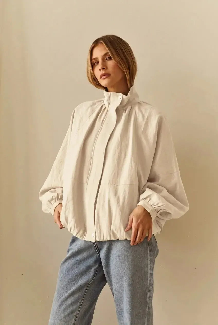 Emma Batwing Bomber - Cream-Jackets, Coats & Vests-SASS-The Bay Room