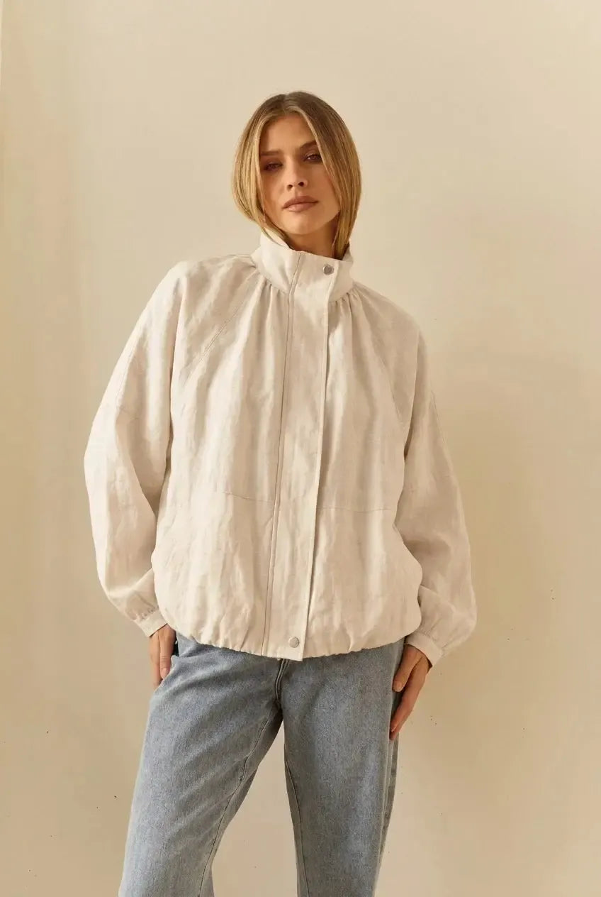Emma Batwing Bomber - Cream-Jackets, Coats & Vests-SASS-The Bay Room