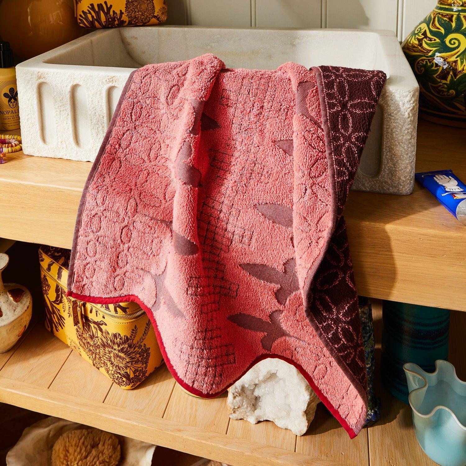 Esme Hand Towel - Hibiscus-Soft Furnishings-Sage & Clare-The Bay Room