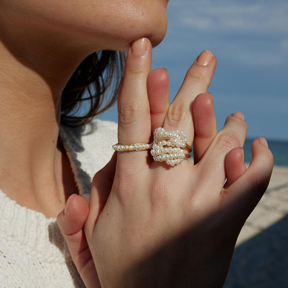 Eternity Pearl Ring - Brass & Seed Pearl Ring-Jewellery-Palas-The Bay Room