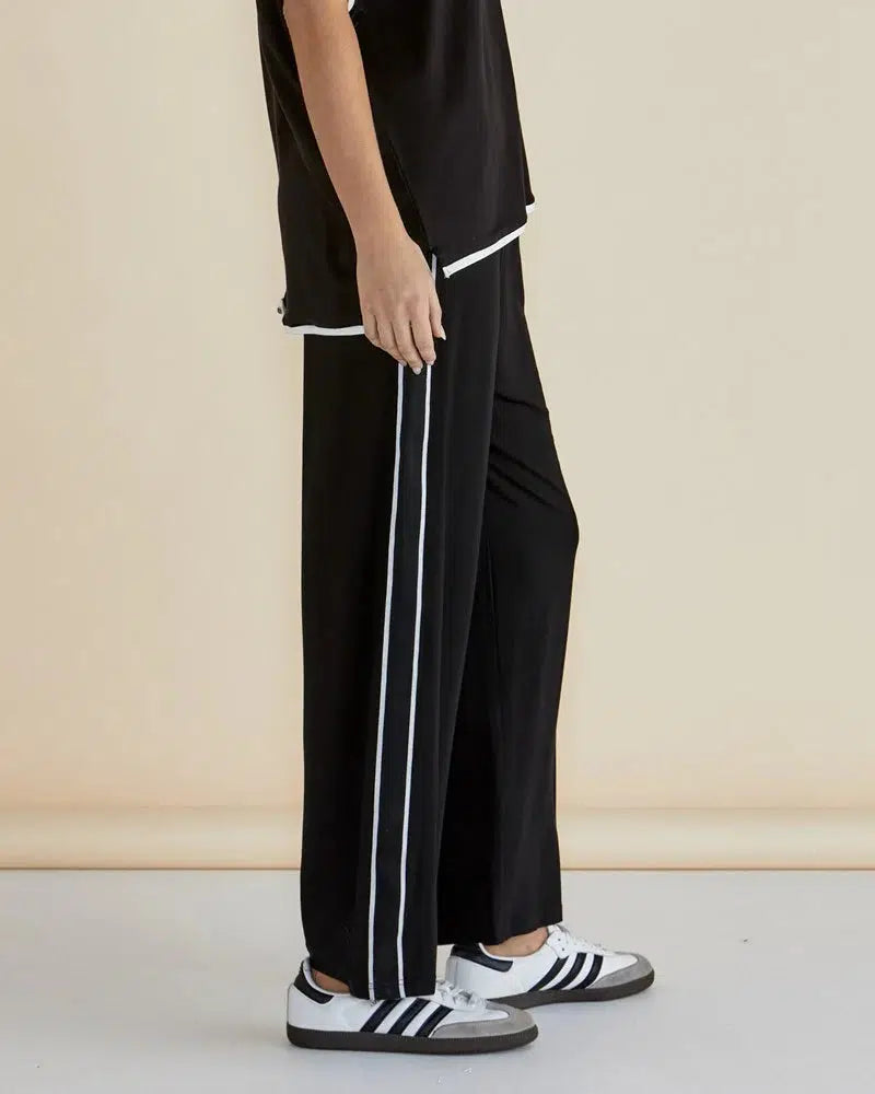 Evelyn Wide Leg Jogger - Black-Pants-Betty Basics-The Bay Room