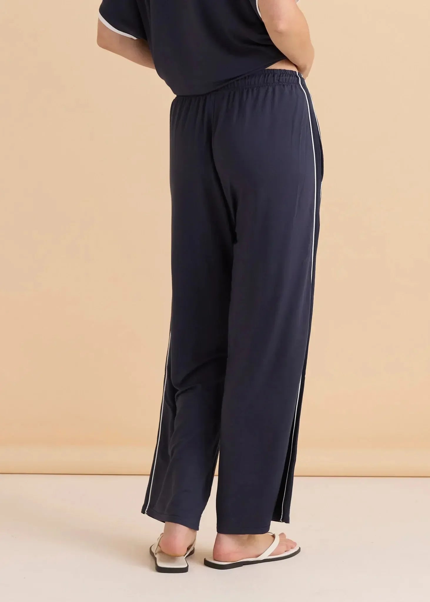 Evelyn Wide Leg Jogger - Petrol/White-Pants-Betty Basics-The Bay Room