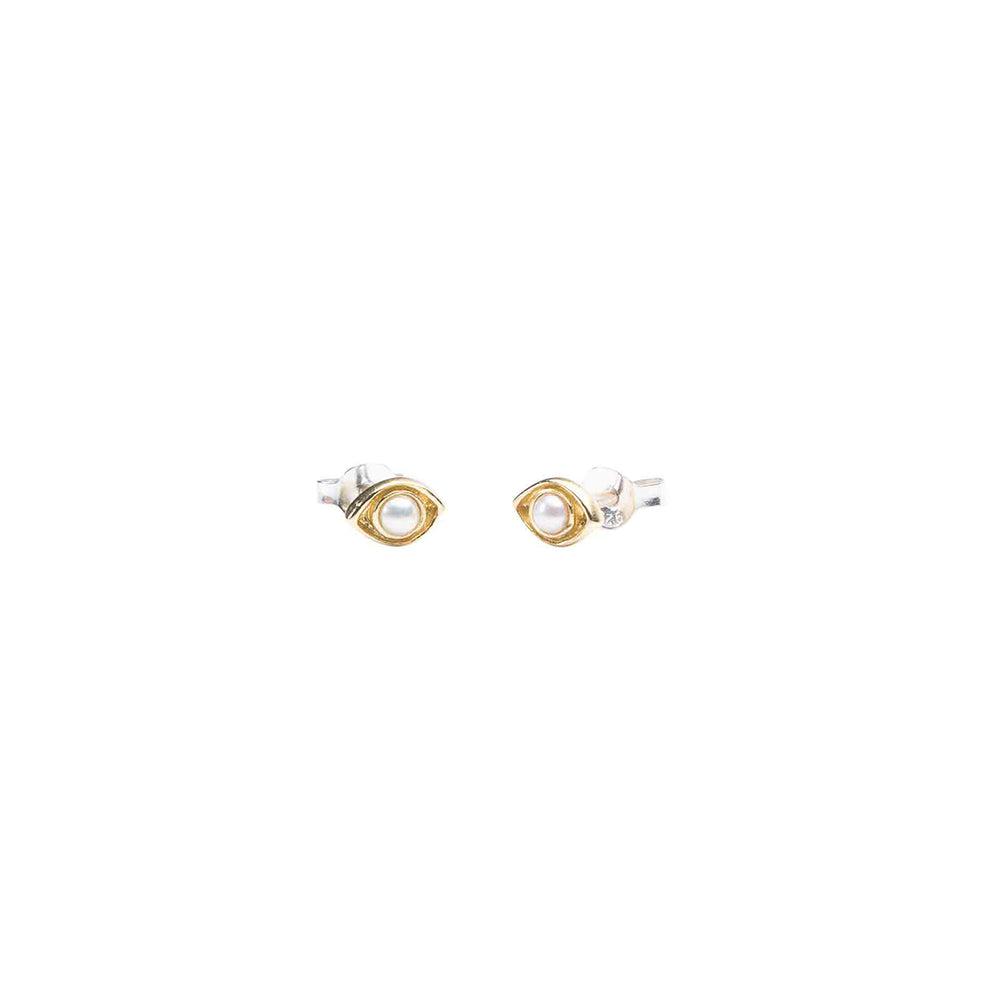 Evil Eye Pearl Stud Earrings-Jewellery-Palas-The Bay Room