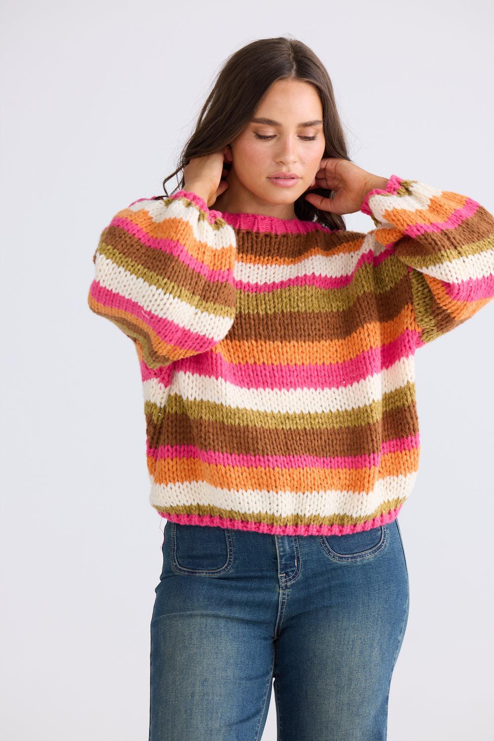 Fawn Knit - Hibiscus Stripe-Knitwear & Jumpers-Talisman-The Bay Room