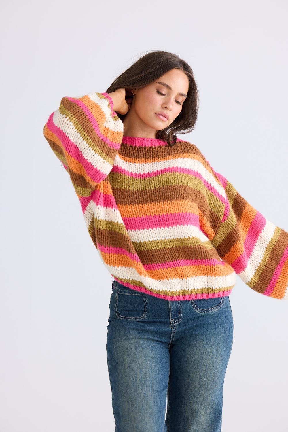 Fawn Knit - Hibiscus Stripe-Knitwear & Jumpers-Talisman-The Bay Room