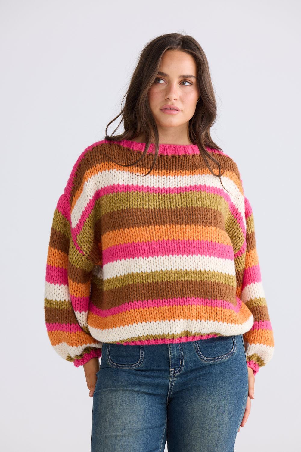 Fawn Knit - Hibiscus Stripe-Knitwear & Jumpers-Talisman-The Bay Room