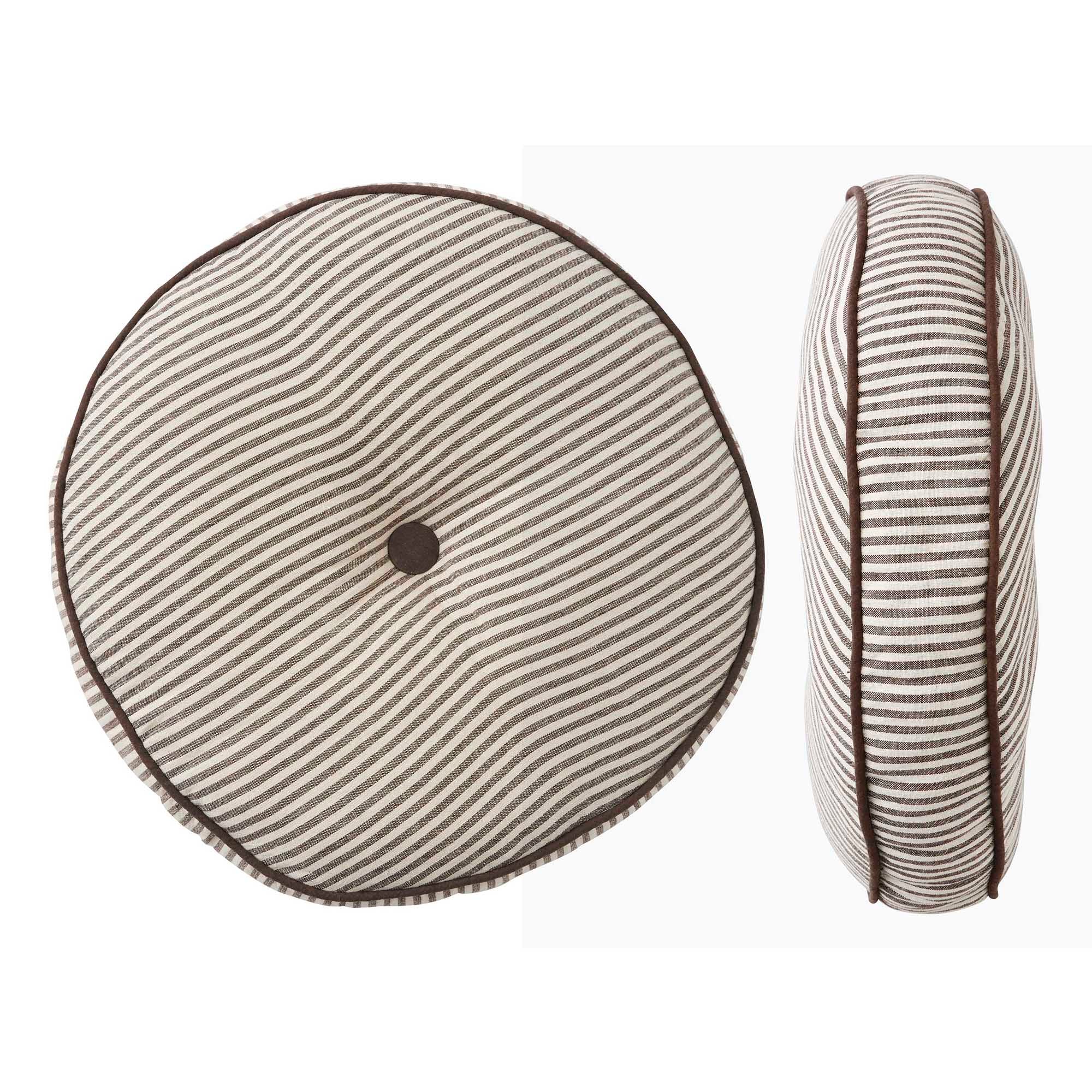 Faye Round Cotton Cushion 40cm Ivory/Cocoa-Soft Furnishings-Coast To Coast Home-The Bay Room