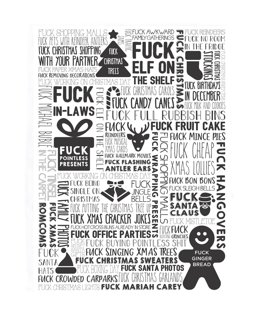 F*ck Xmas Tea Towel - Black-Christmas-Annabel Trends-The Bay Room